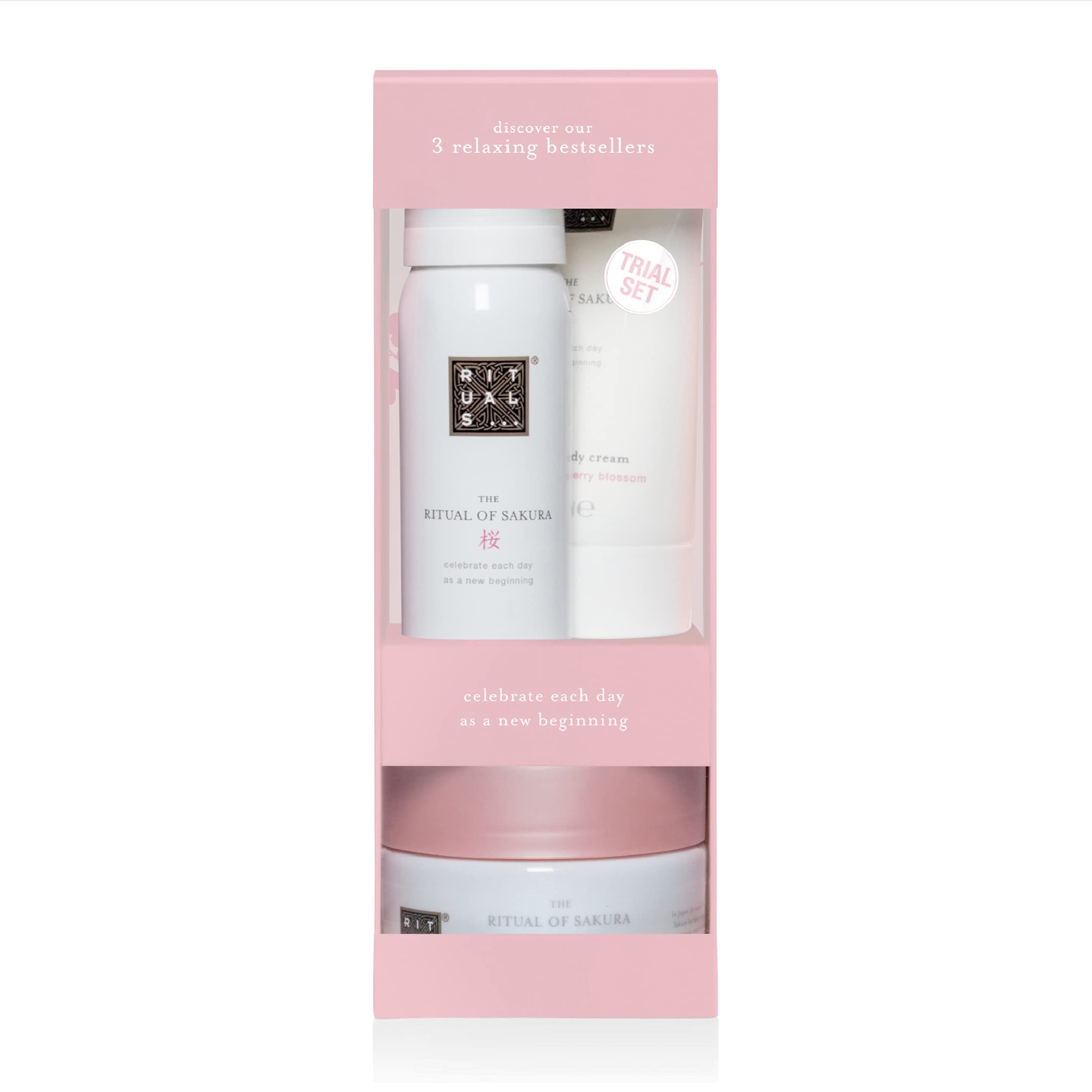 The Ritual of Sakura Renewing Giftset Medium = Foaming Shower Gel 200 ml +  Body Scrub 125 g + Body Cream 70 ml + Hand Wash 300 ml