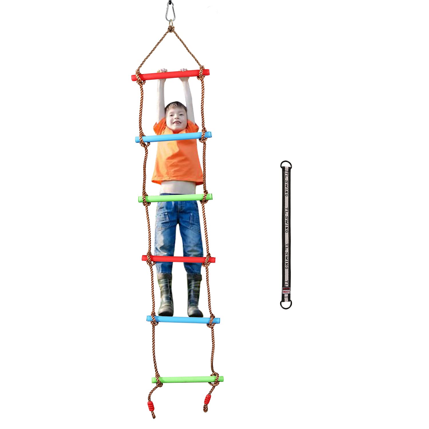  Leapiture Nylon Rope Climbing Ladder Multilayer Climb Rope  Stainless Steel Buckle Plastic Rope Ladde Good Grip Kids Crawling Rope  Ladder for Children Outdoor Play : Toys & Games