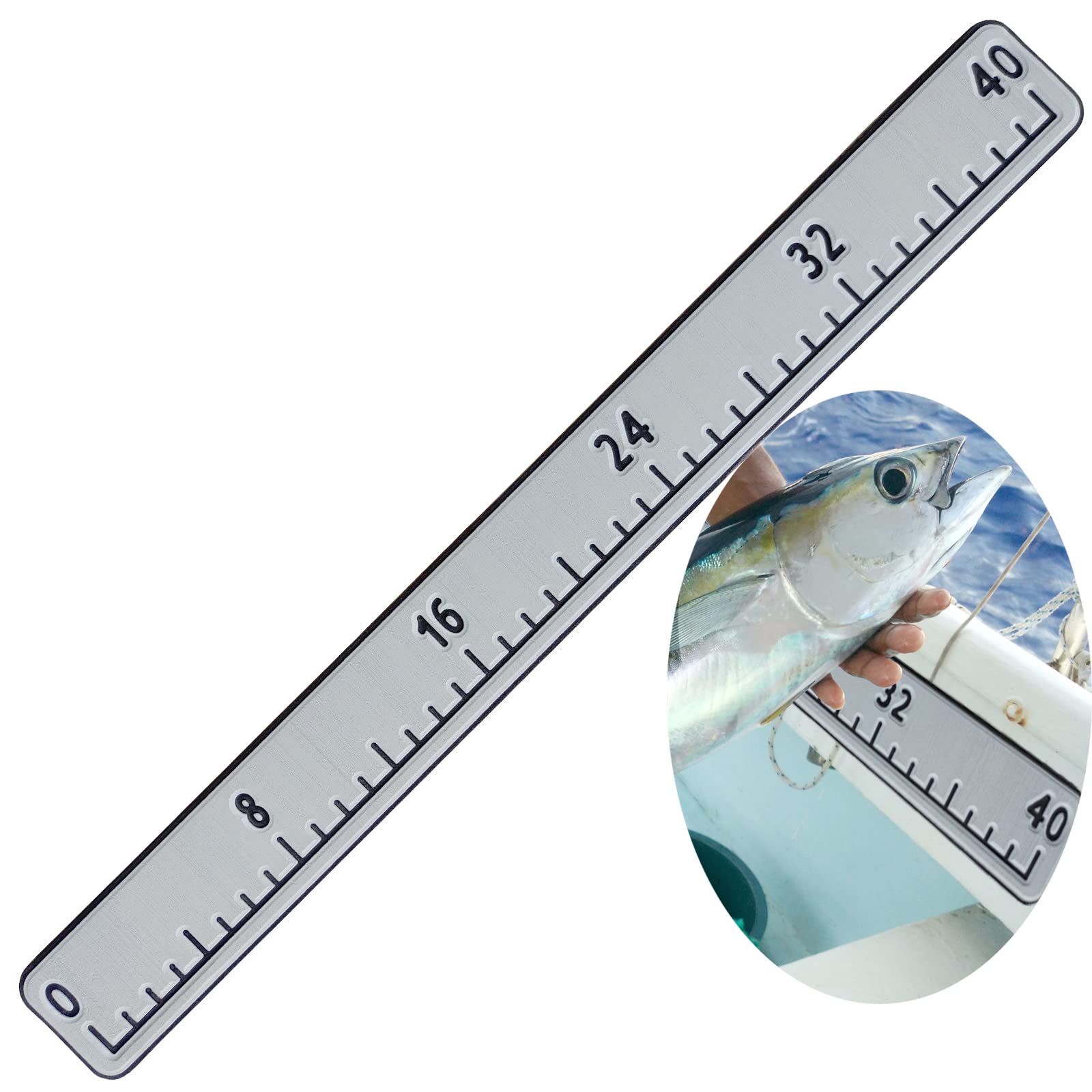 Hzkaicun/Fish Ruler/40/with Backing Adhesive/Fish Measuring Sticker/Foam Fish  Ruler for Boat/Fish Measuring Board/Suitable for/Fish Boat /Cooler/Kayak/Yacht/Fish Ruler Boat Accessories 40 Light gray
