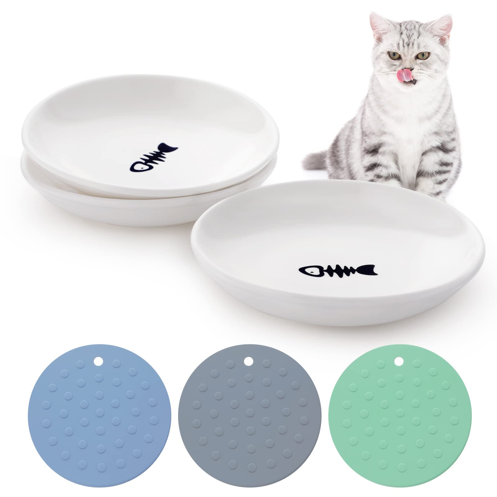 Ceramic Cat Food Plates Cat Wet Food Bowls Cat Feeding Wide Bowls