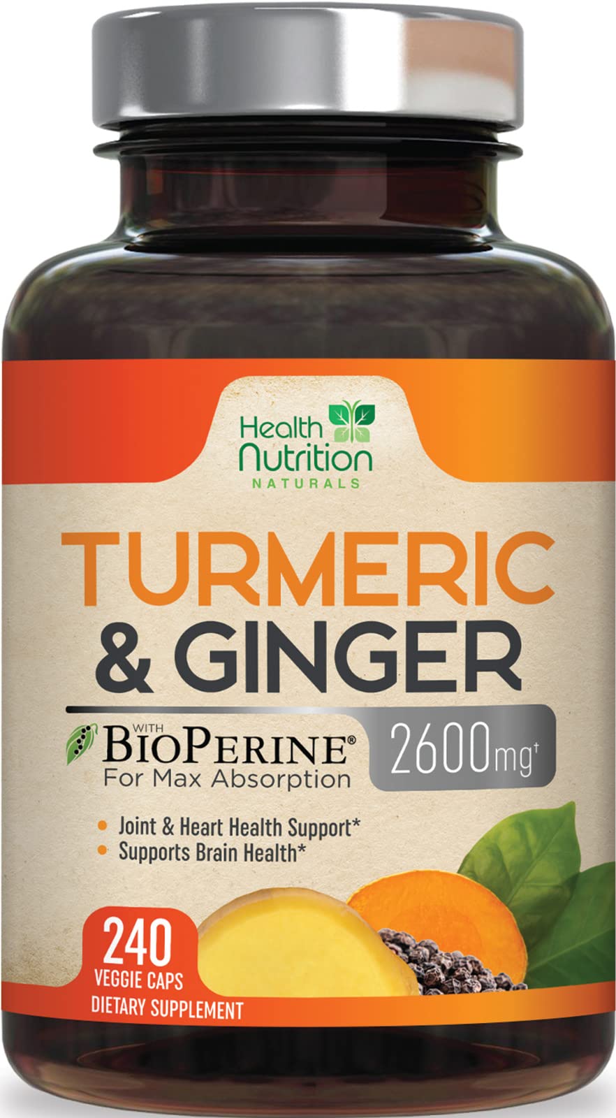 Turmeric Curcumin With BioPerine Ginger 2600mg With Black Pepper For ...