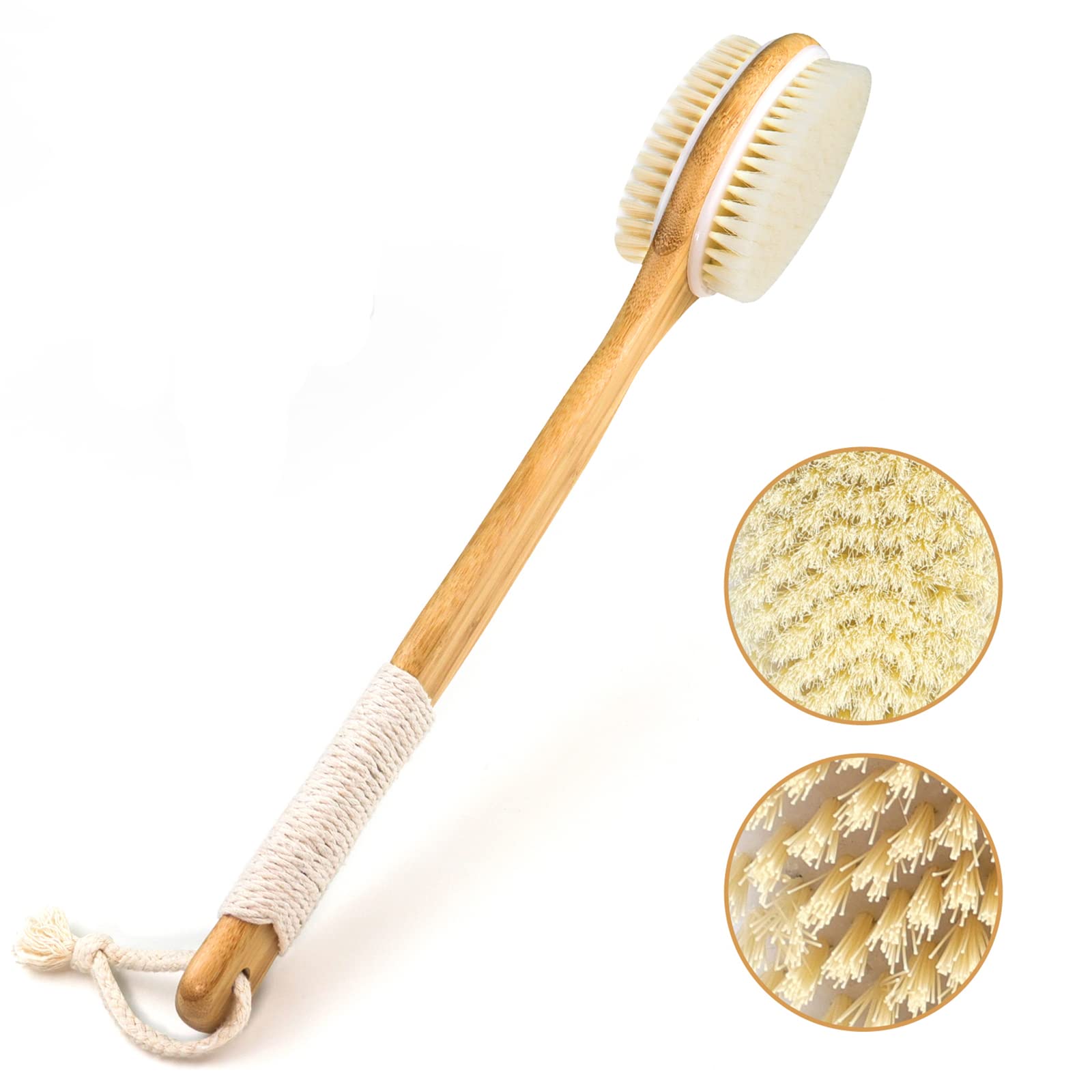 Bath & Relax Bath Body Brush Natural Bristles Long Handled Shower