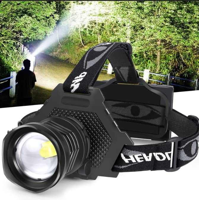 LED Headlamp USB Rechargeable, Head Lamp XHP70 Super Bright 90000