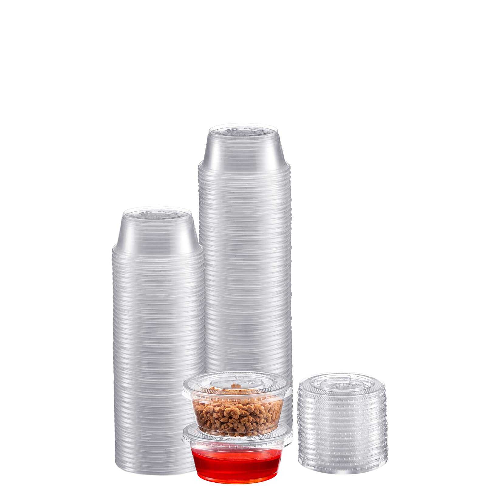 Portion Cups with Lids (1Ounces/30ml, 20 Pack), Disposable Plastic Cups  for Meal Prep, Portion Control, Salad Dressing, Jello , & Medicine、Small  Plastic Condiment Container