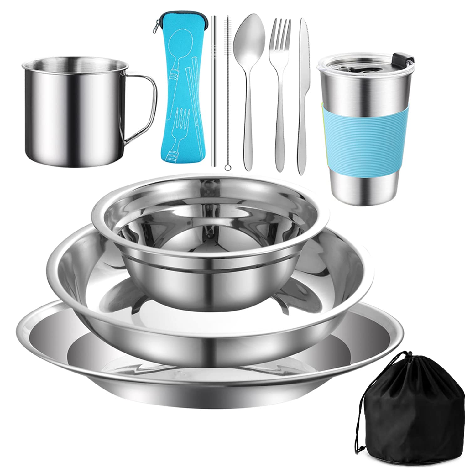 Camping Set With Case, Camping Mess Kit, Travel Silverware Set, Camping  Utensils For Eating, Portable Cutlery Set