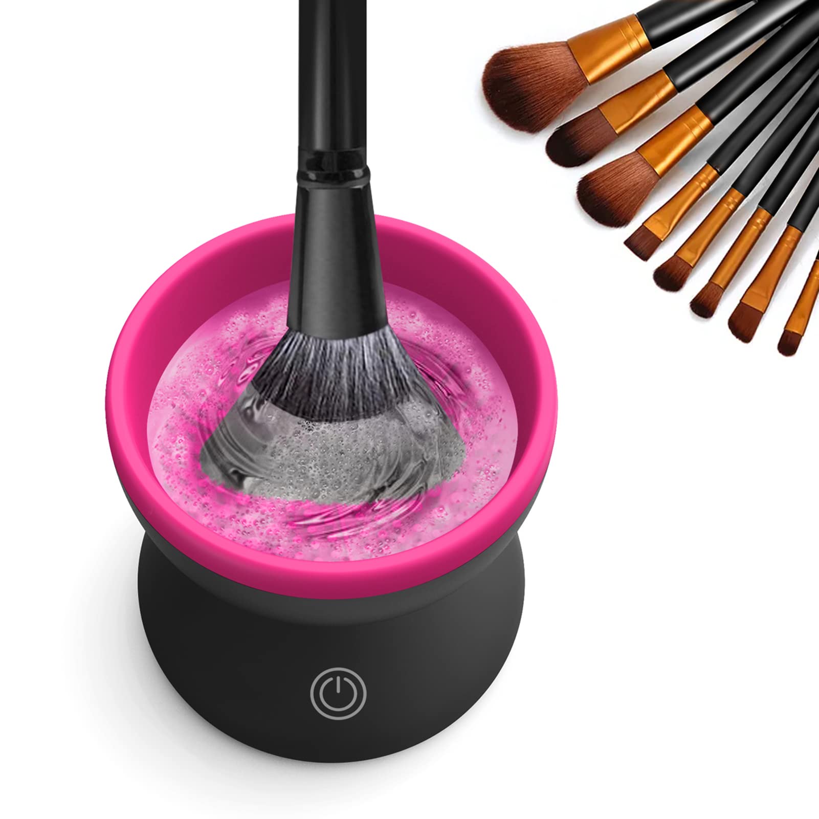  Electric Makeup Brush Cleaner, Abnaok Makeup Brush Cleaner  Machine with Brush Clean Mat, Automatic Cosmetic Brush Cleaner Makeup Brush  Tools for All Size Beauty Makeup Brushes Set, Gift for Women Wife 