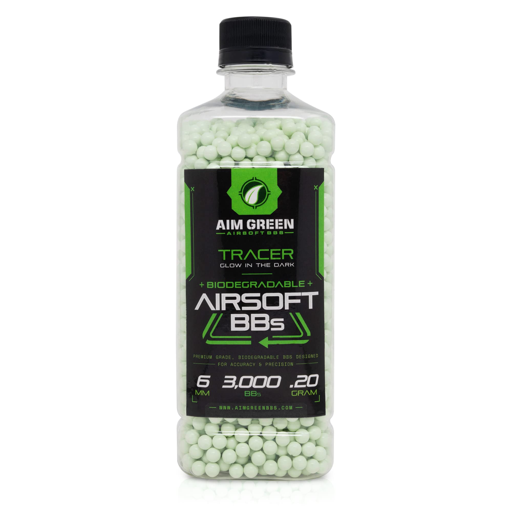  Aim Green Tracer Biodegradable Airsoft BBS, Glow-in-The-Dark  BBS, 3,000 Count, 20 Grams : Sports & Outdoors