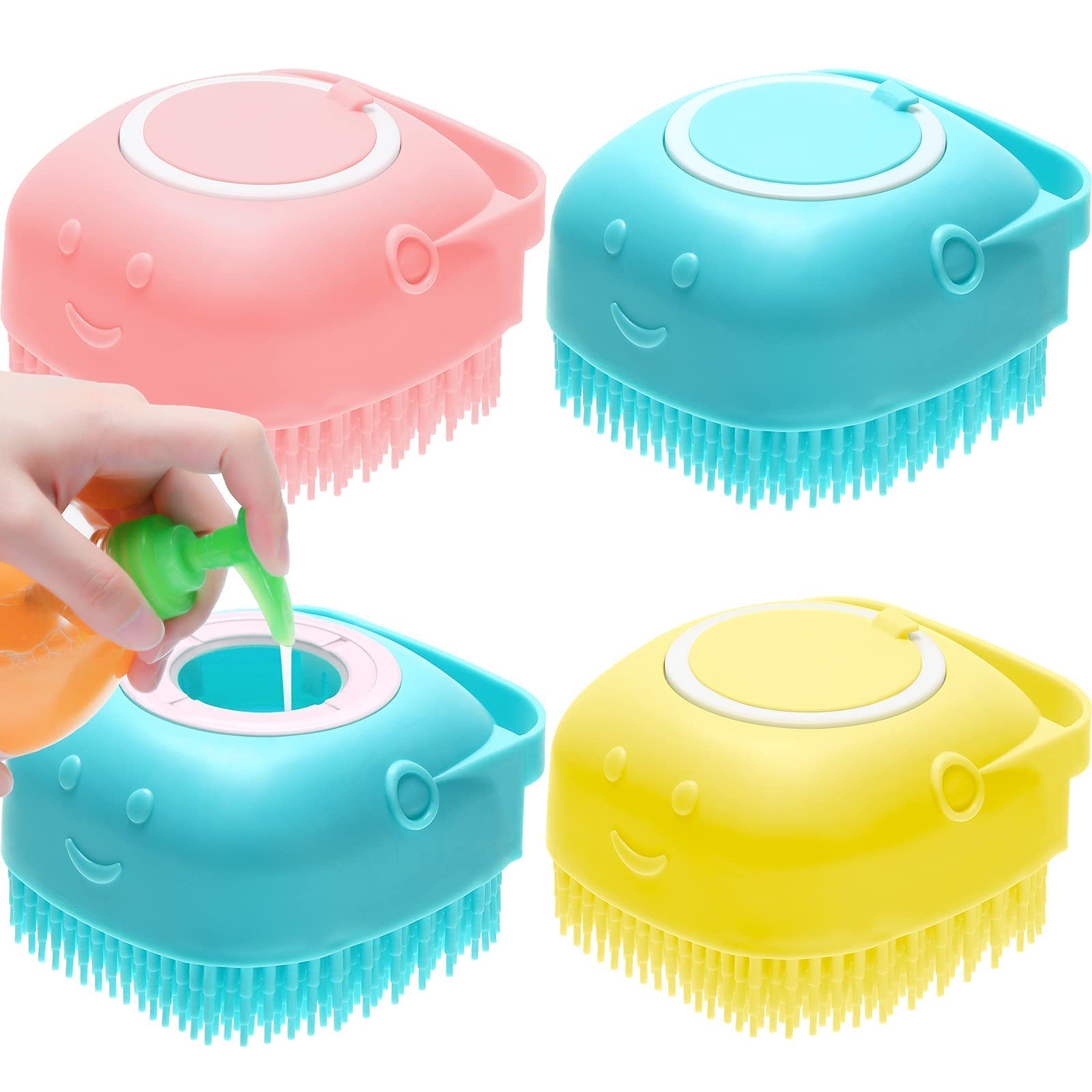 Silicone Massage Bath Brush, Exfoliating Shower Brush With Soap Dispenser,  Multi-function Gel Bath Brush Body Cleaning Pore Exfoliator [GLASS HOME]