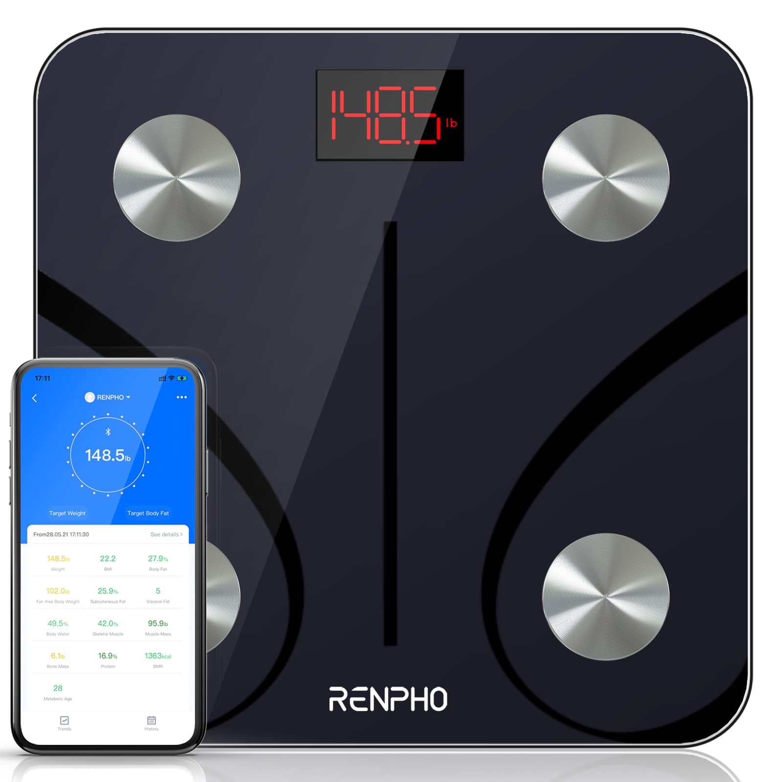 Digital Bathroom Weight Scale Body Smart Bluetooth Health Monitor