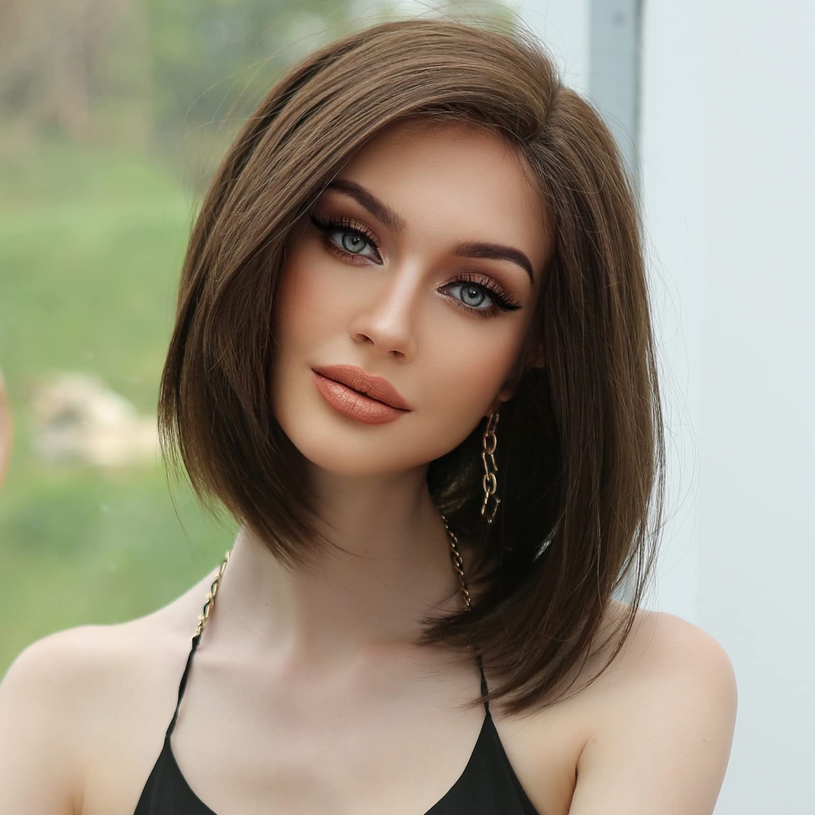 HAIRCUBE Brown Wigs for Women Bob Shoulder Length Straight