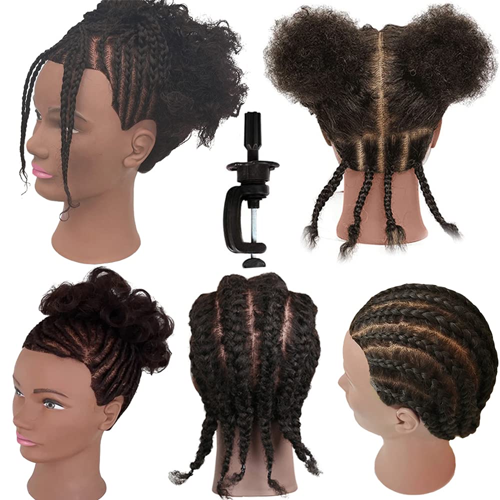  Mannequin Head 100% Human Hair Training Head Afro Hair Manikin  Head Manikin Head for Braiding Practice for Hair Styling Salon Training  Head Cosmetology Braiding Practice Head Hairdresser : Beauty 