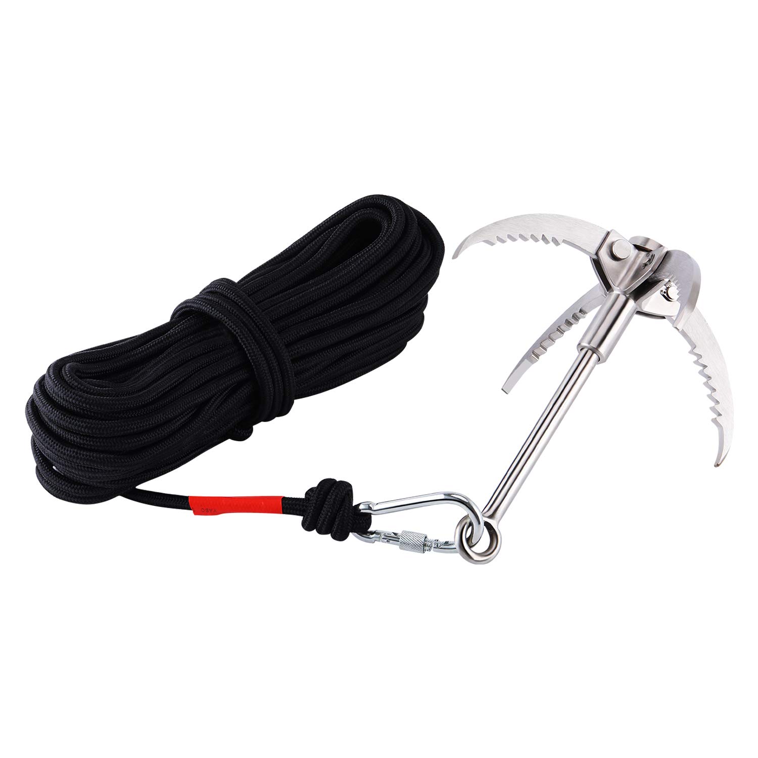 Enrilior for Climbing Grappling Hooks,Stainless Steel Black Gravity Hook  Multifunction Mountaineering Rock Climbing Claw for Outdoor Activities
