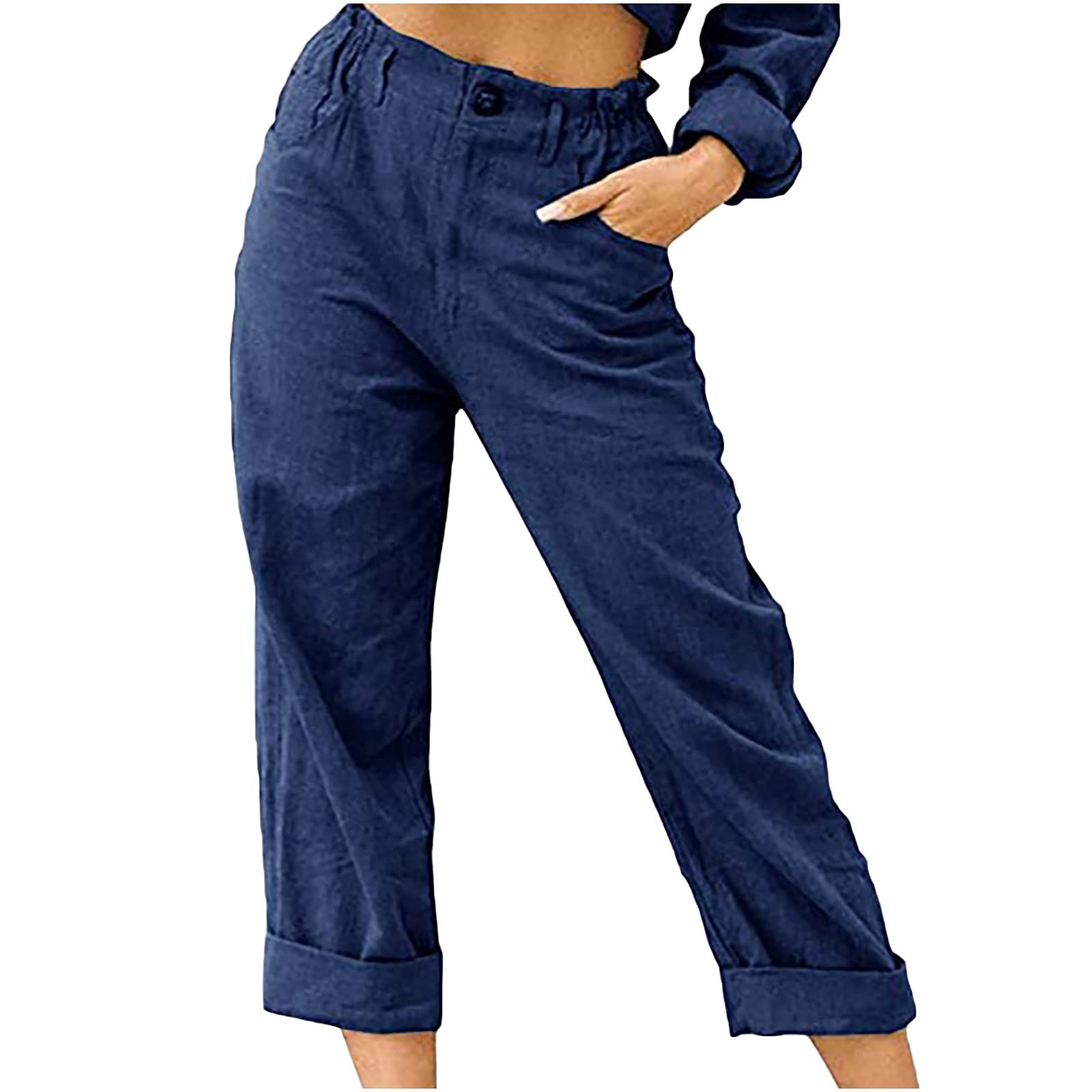 Capris for Women Casual Summer 2023，Womens Linen Pants High