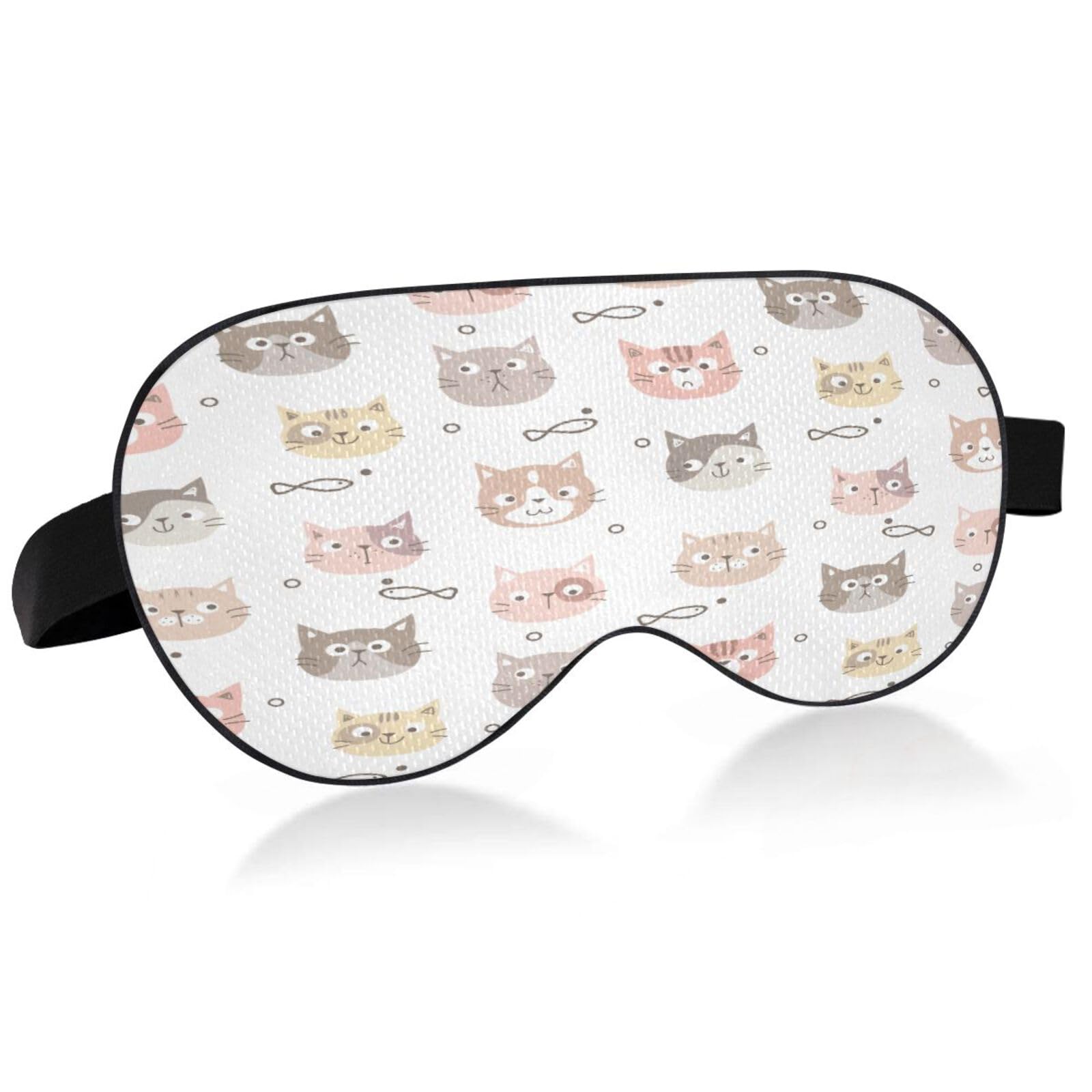 WELLDAY Sleep Mask Cute Cats Night Eye Shade Cover Soft Comfort Blindfold  Blockout Light Adjustable Strap