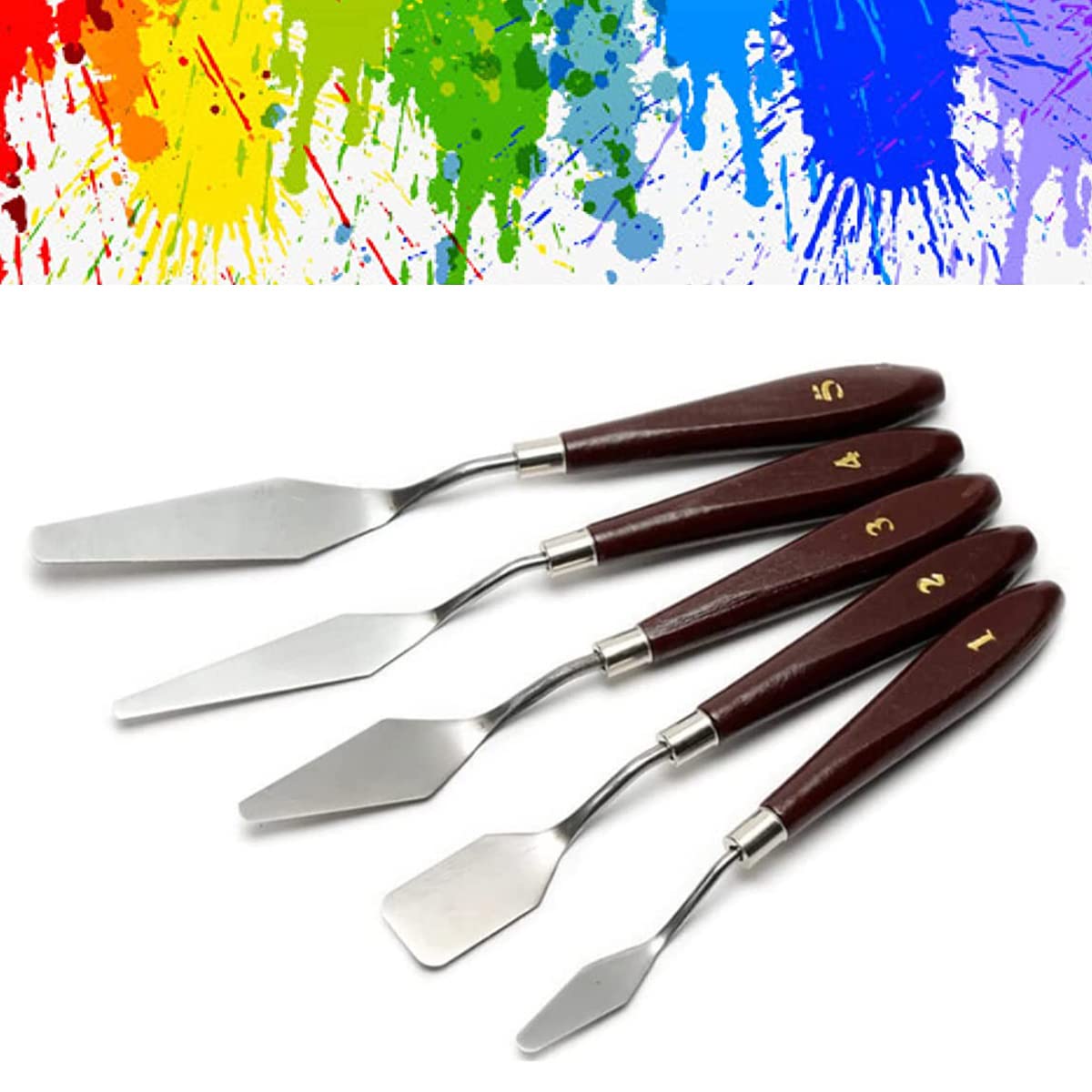 Artist Painting Knives Set - 5 Pieces Painting Knives Stainless Steel  Spatula Palette Knife Oil Painting Accessories Color Mixing Set for Oil,  Canvas, Acrylic