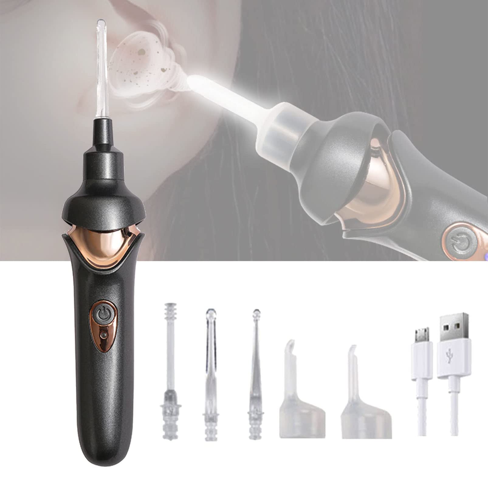 Ear Picking Spoon, Kids Ear Cleaner Ear Cleansing Tool Set - Visible Ear  Cleaner Earwax Removal Kit, Battery Powered/USB Charging Model