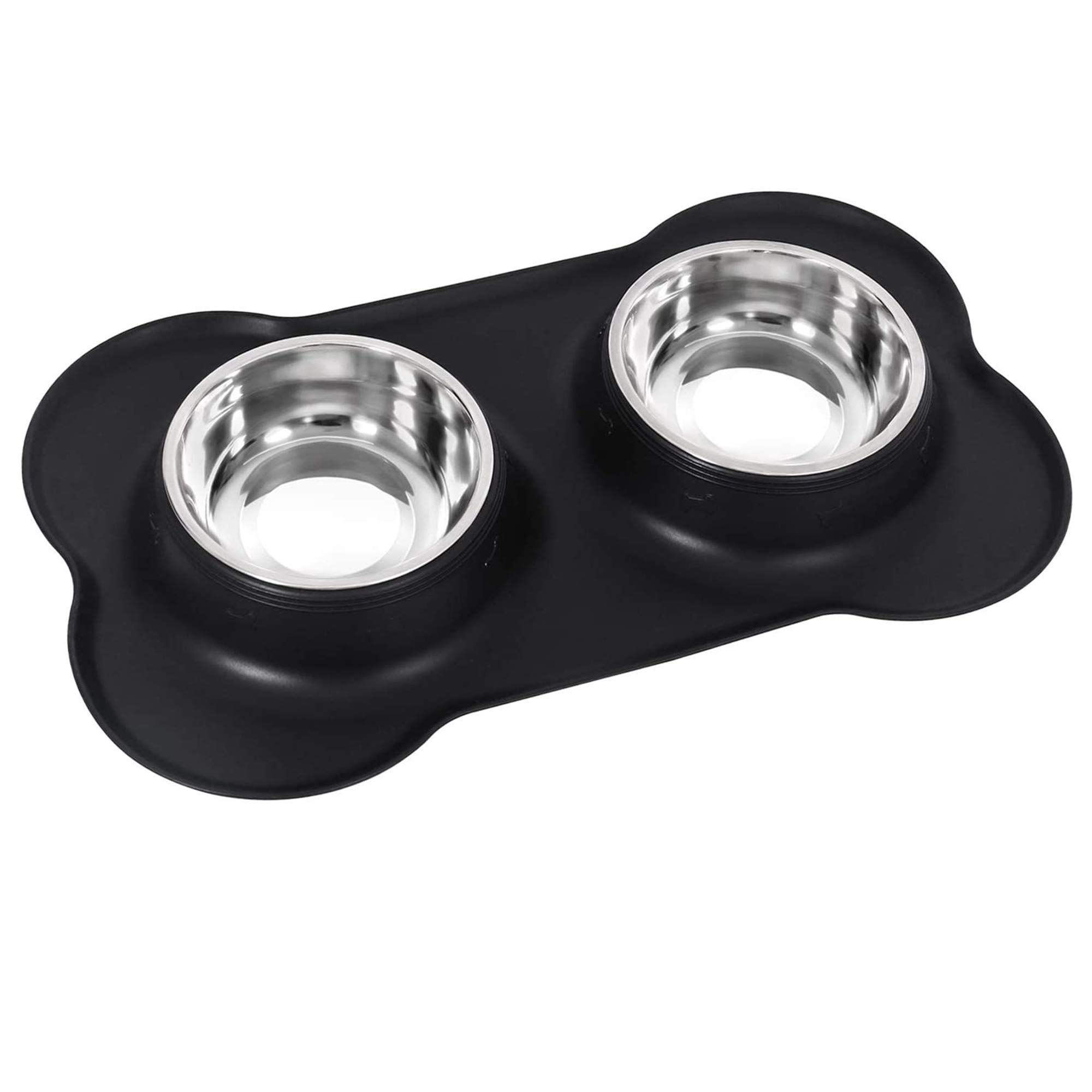 Dog Bowls with Mat, Cat Food Water Bowl Set in No Spill Silicone