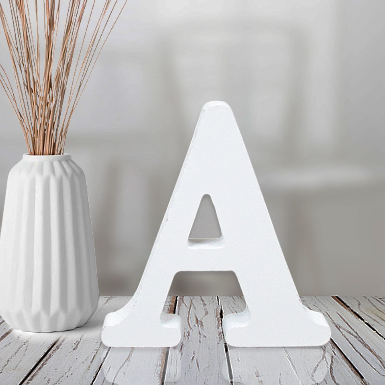 White Wood Letters 4 inch, Wood Letters for DIY Party Projects (I)