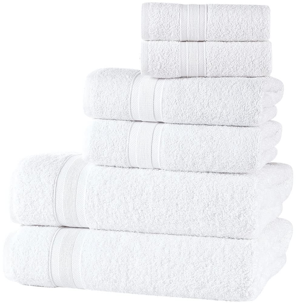 All Design Towels Quick-Dry 4 Pieces White Hand Towels - Highly Absorbent  100% Turkish Cotton - Perfect Towel for Bathroom, Kitchen, Guests, Pool