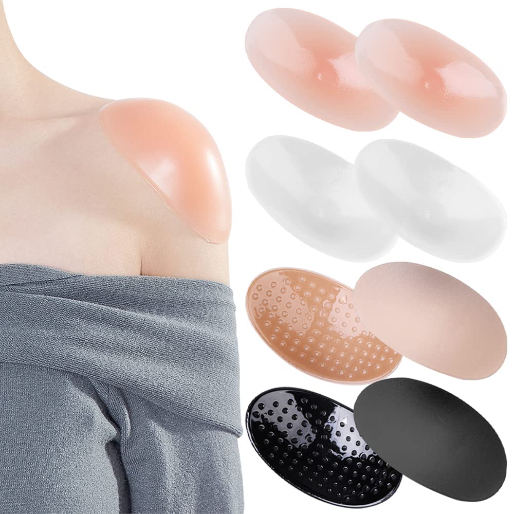 N A 4 Pairs Shoulder Push-up Pads Anti-Slip Enhancer Shoulder Pads Soft  Silicone Adhesive Shoulder Pads for Women Dresses T-Shirt Suit Clothing  3colors