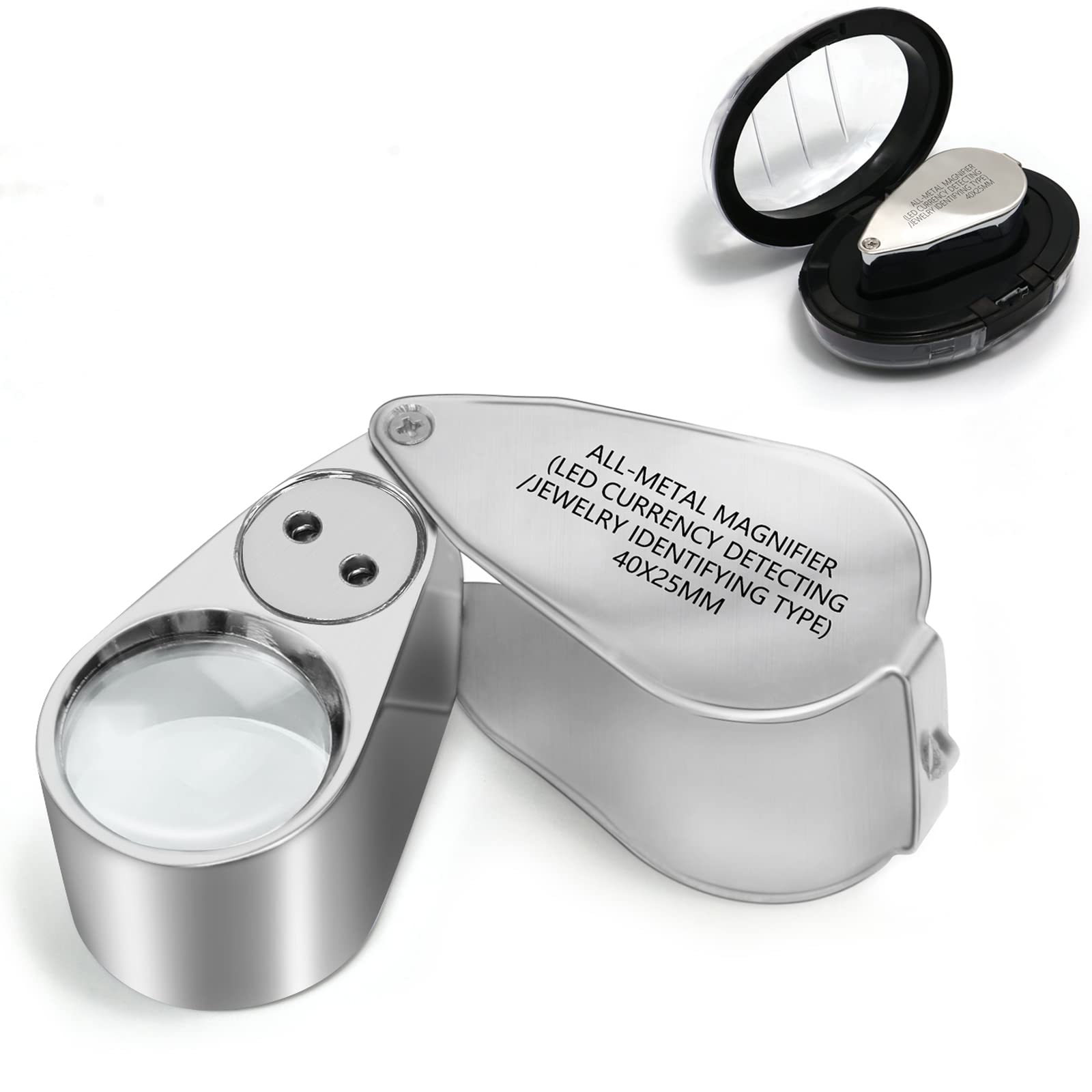 High Quality 10X Optical glass Magnifier Lighted Jeweler loupe w/ Meas 
