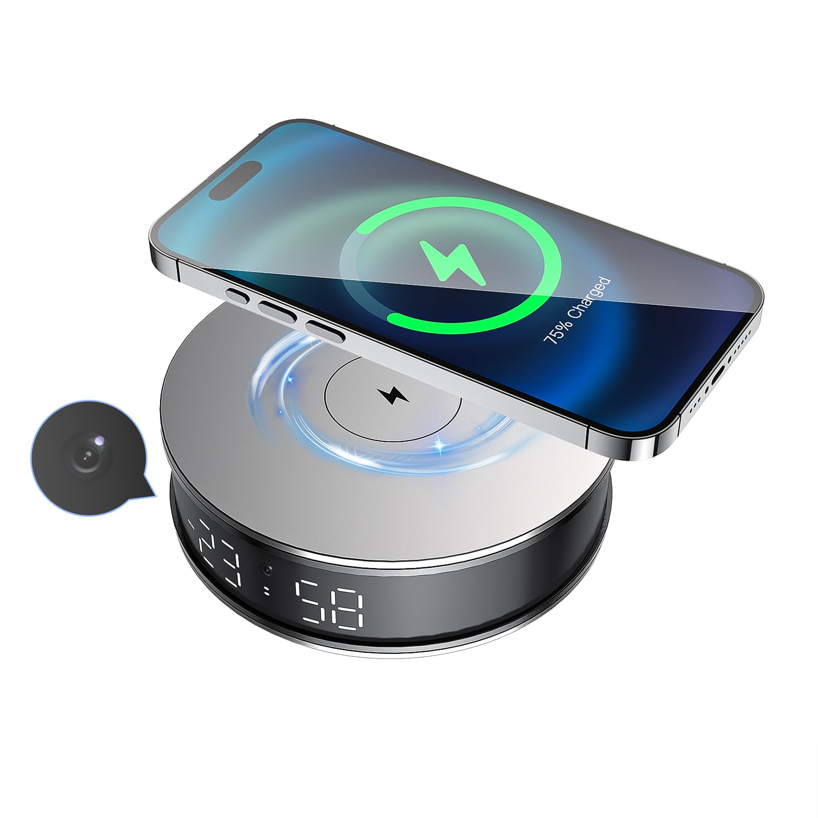 LIZVIE Charger with 15W Fast Wireless Charging Smart Camera APP