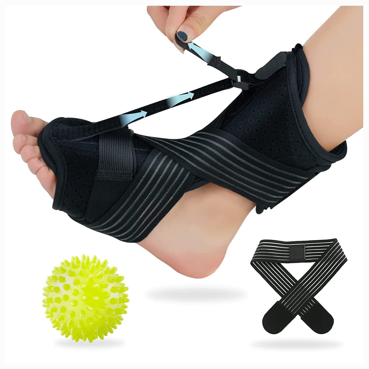 Plantar Fasciitis Night Splint, Foot Drop Orthotic Brace Support Adjustable  Ankle Brace With Spiky Massage Ball For Effective Relief From Plantar Fasc
