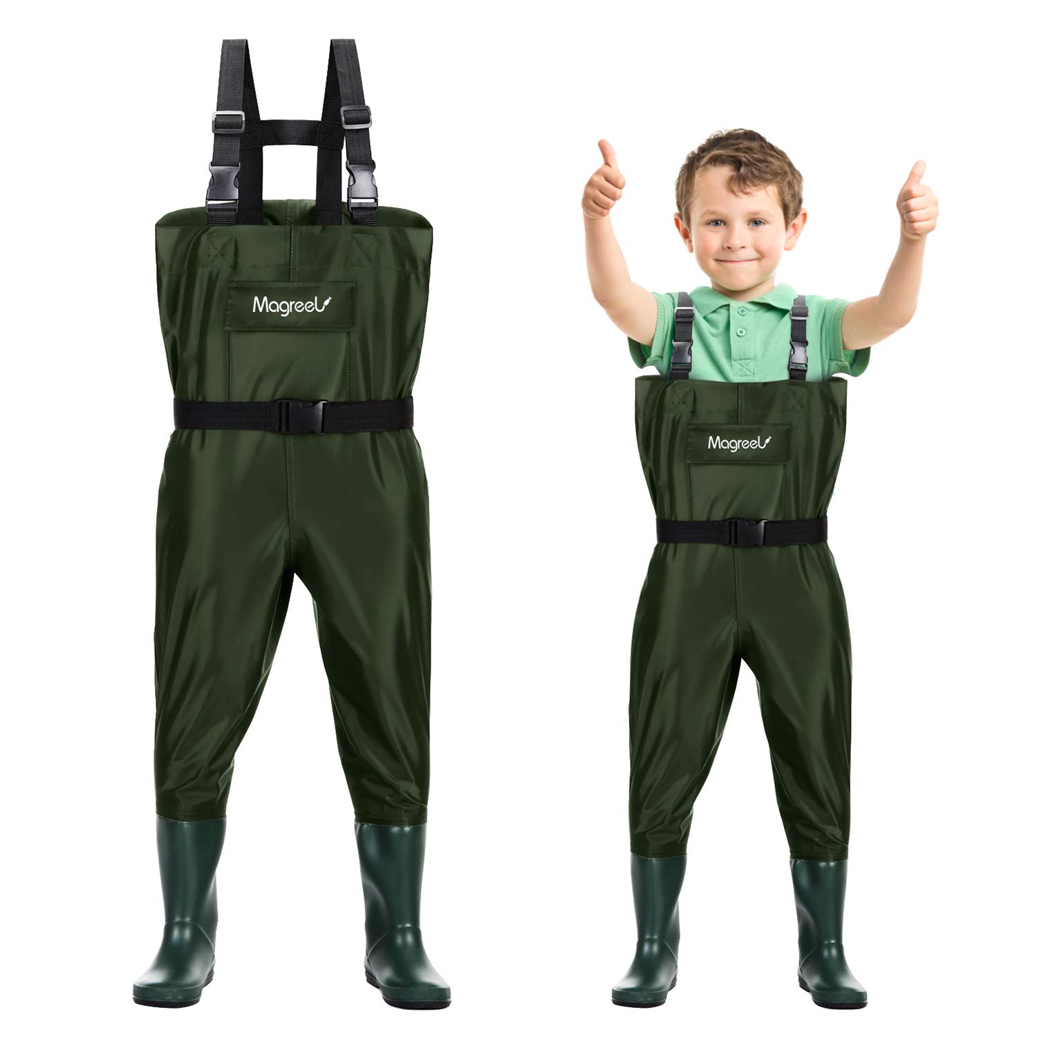  HISEA Kids Chest Waders Nylon/PVC Youth Fishing Waders for  Toddler & Children Waterproof Hunting Waders with Boots & Reflect Safety  Band : Sports & Outdoors