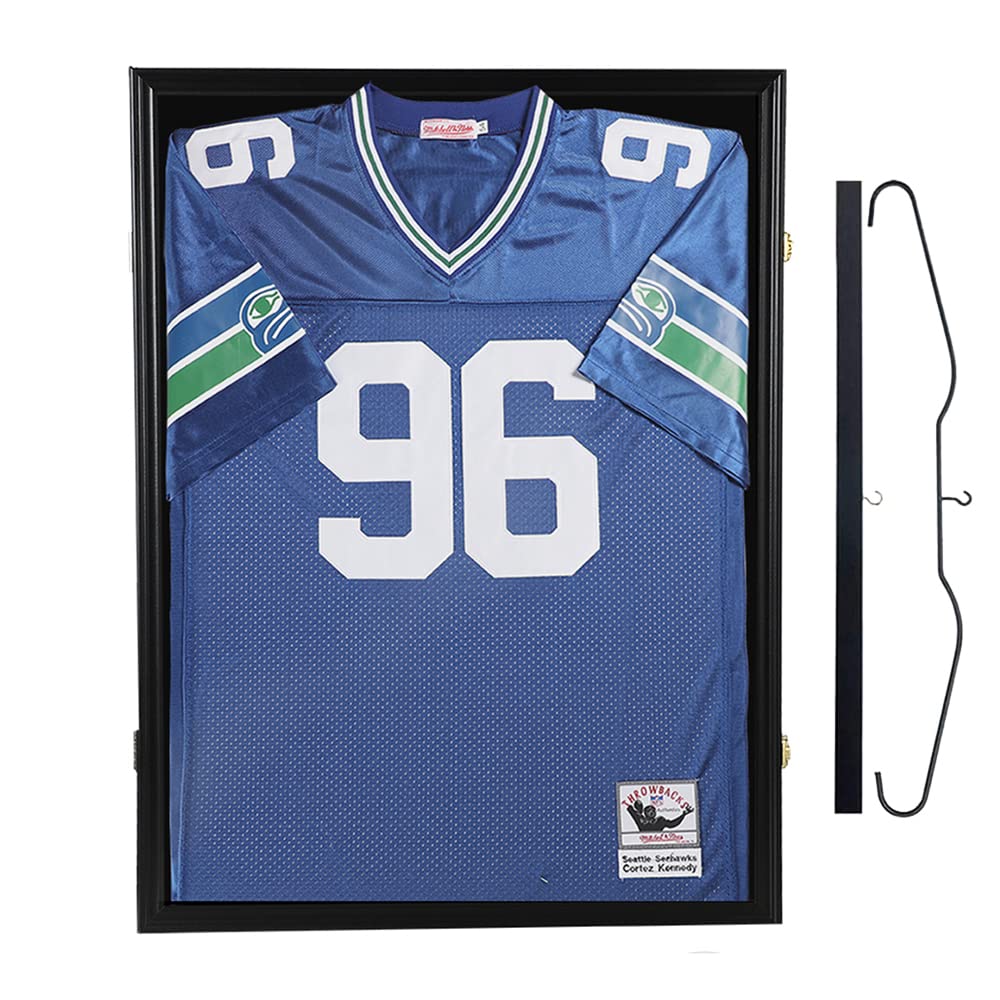 Fanousy Jersey Frame Display Case, Large PU Leather Shadow Boxes Display Cases for Sports T Shirt of Baseball Football Basketball Hockey Soccer