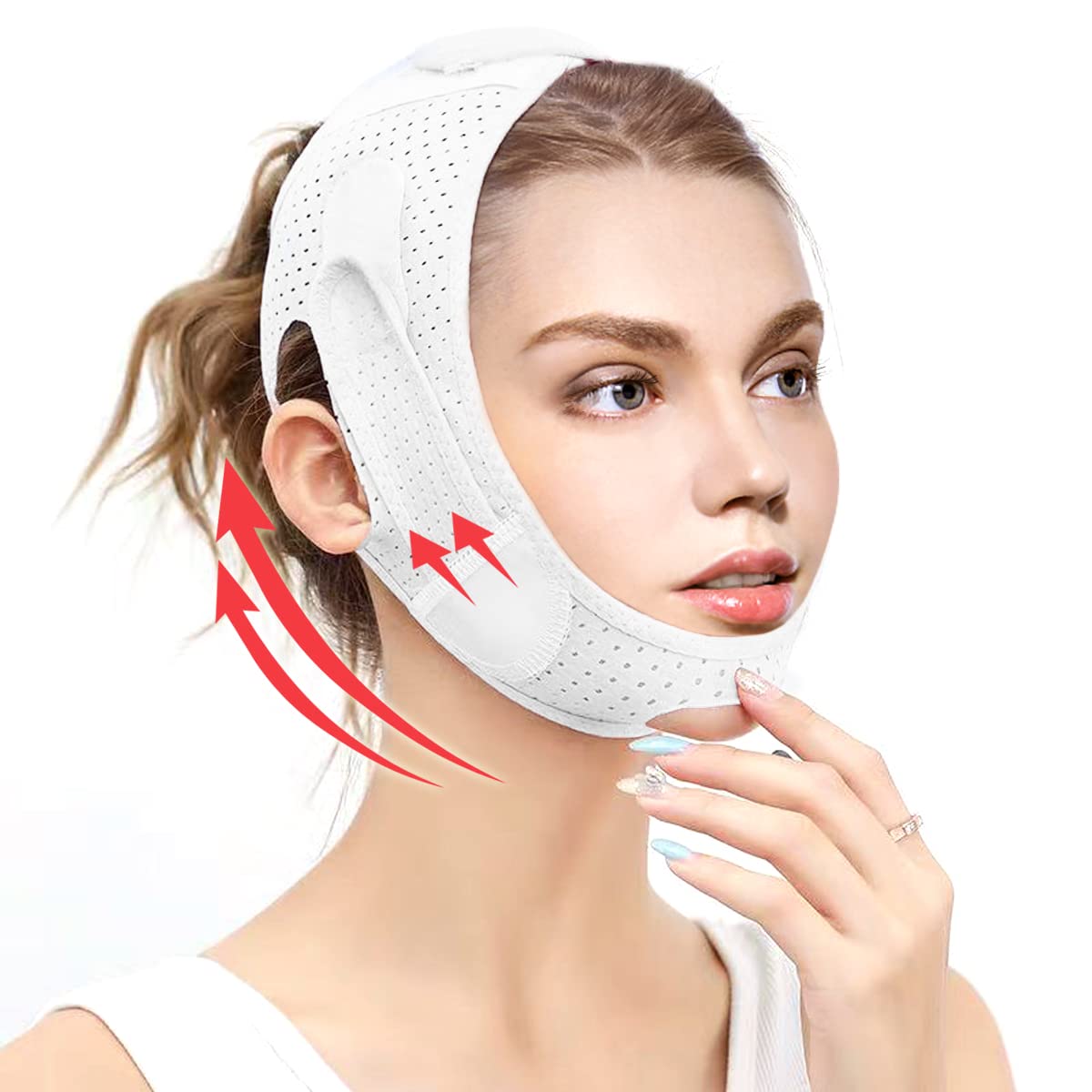 V Line Shaping Face Masks Reusable Face Slimming Strap Anti-Wrinkle Face  Mask Lifting Bandage for Double Chin and Saggy Face Skin (White) 2