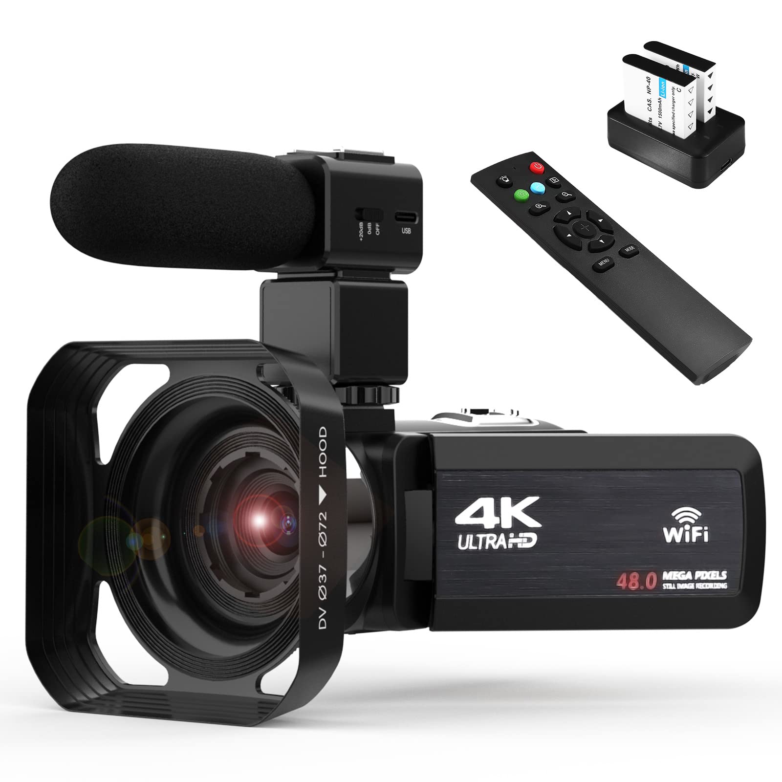 OIEXI 4k Video Camera Camcorder con Zoom Digital 18X, Cámara para
