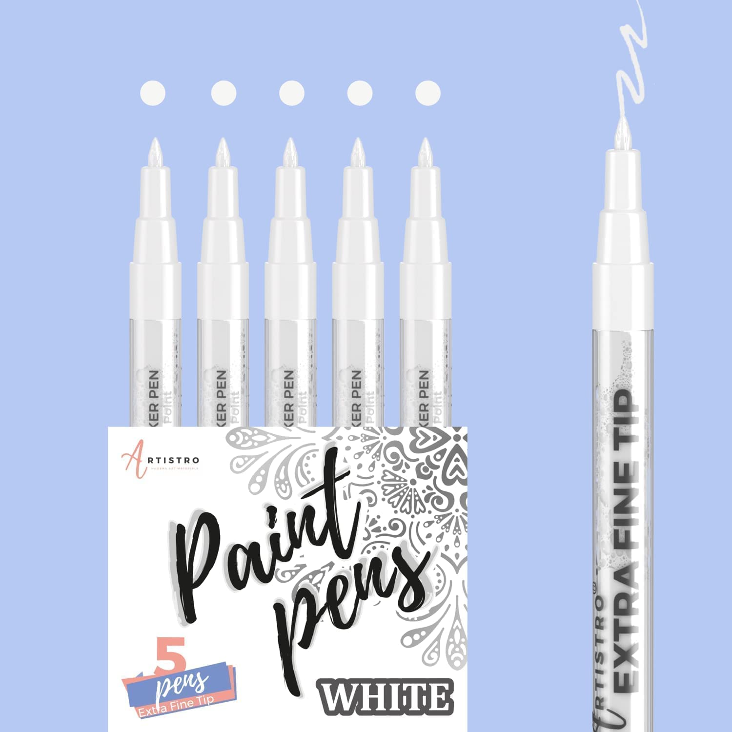ARTISTRO White Paint Pen for Rock Painting, Stone, Ceramic, Glass, Wood,  Tire, Fabric, Metal, Canvas. Set of 5 Acrylic Paint White Marker  Water-based Extra-fine Tip - Yahoo Shopping