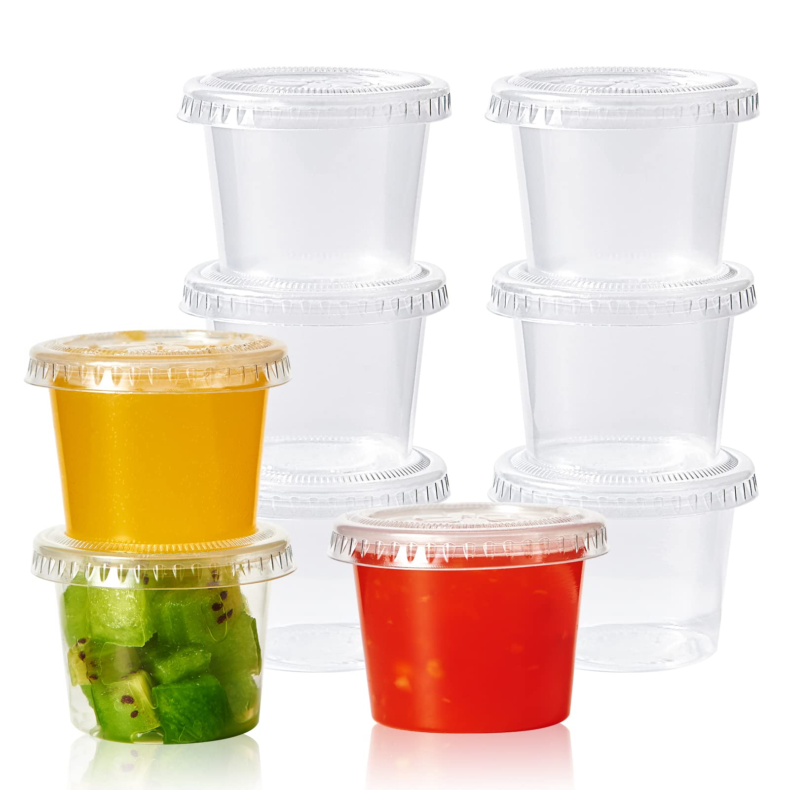 Disposable 1oz Jello Shot Plastic Portion Cups with Lids, Clear Condiment  Cups, Sampling Cup Pack of 50 