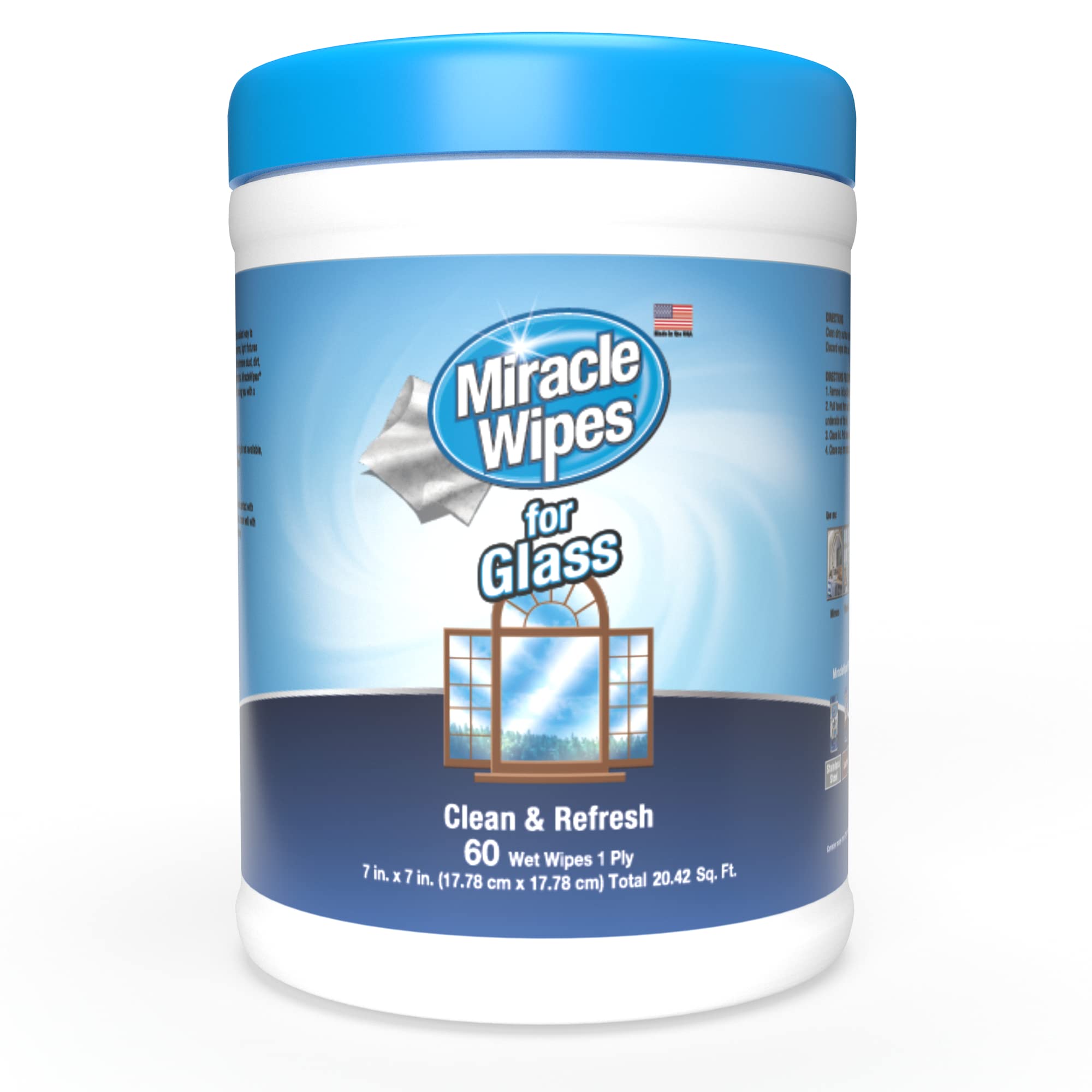 MiracleWipes for Glass, Disposable and Streak Free Cleaning Wipes for  Mirrors, Windows, Kitchen, Home, and Auto 