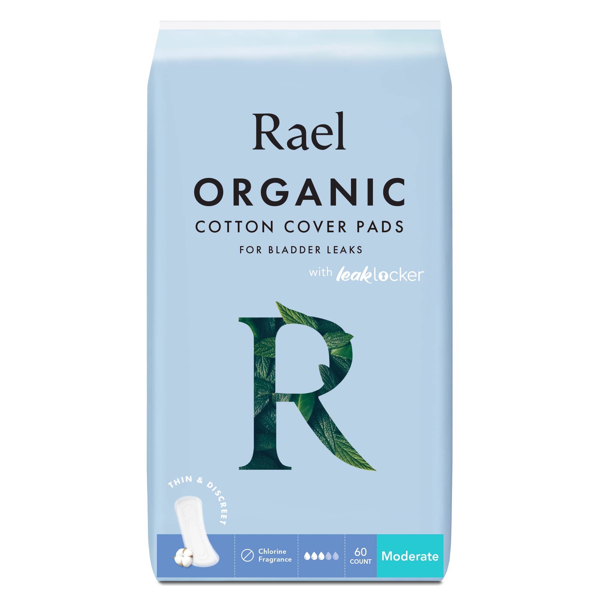 Rael Organic Cotton Cover Incontinence Pads - Moderate Absorbency