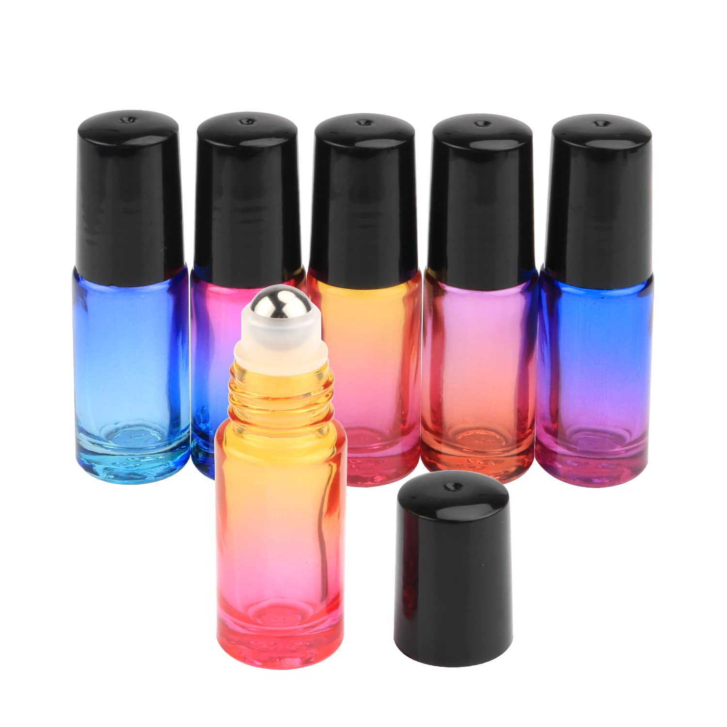 24 Pack Glass Roller 5 ML, Colored Essential Oil Roller Bottles, Bulk  Perfume Bottles, Roll on Perfume Glass Bottle 