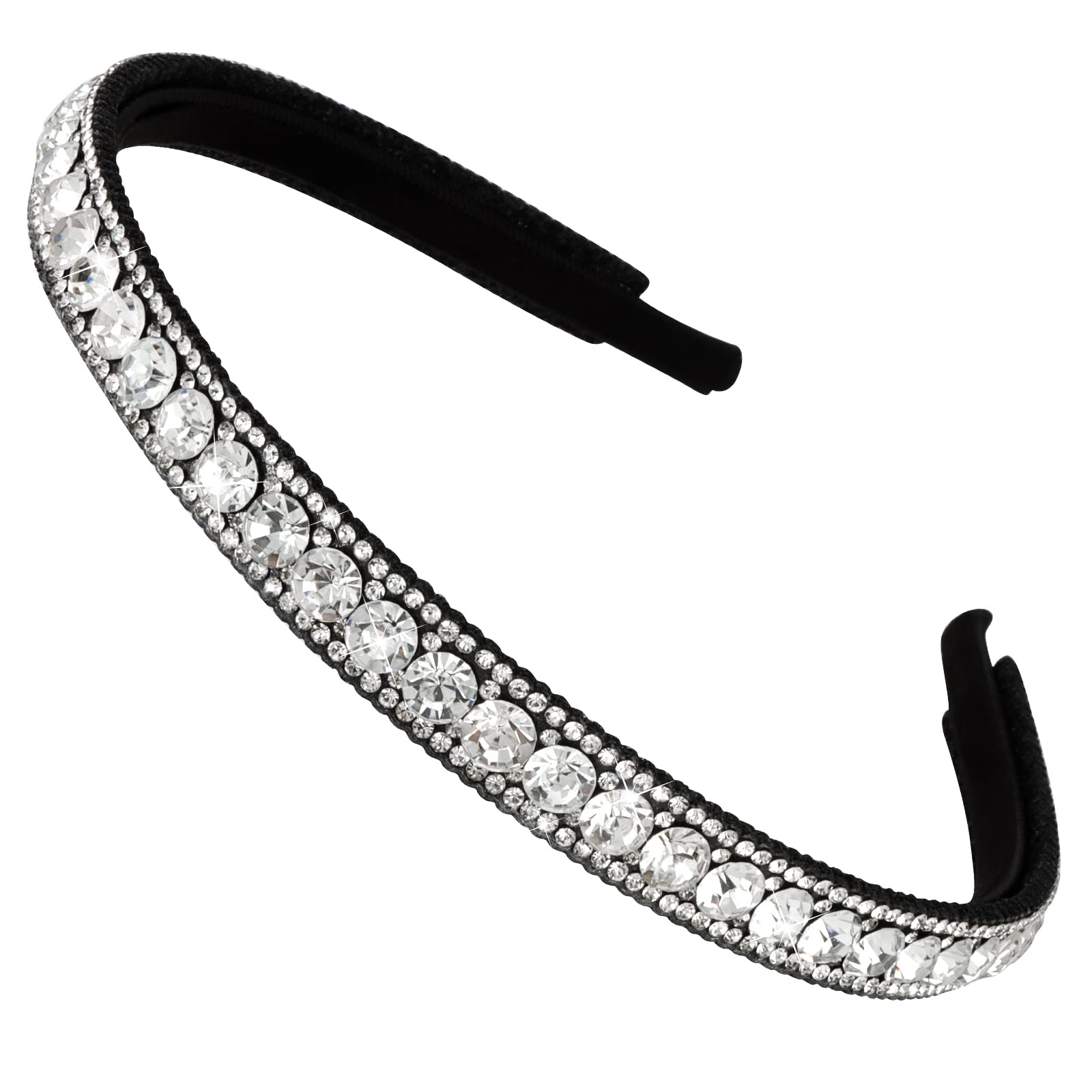 Wecoe Rhinestone Headband Women Silver Headband Women Non Slip Fashion Bling Sparkly Diamond 9996