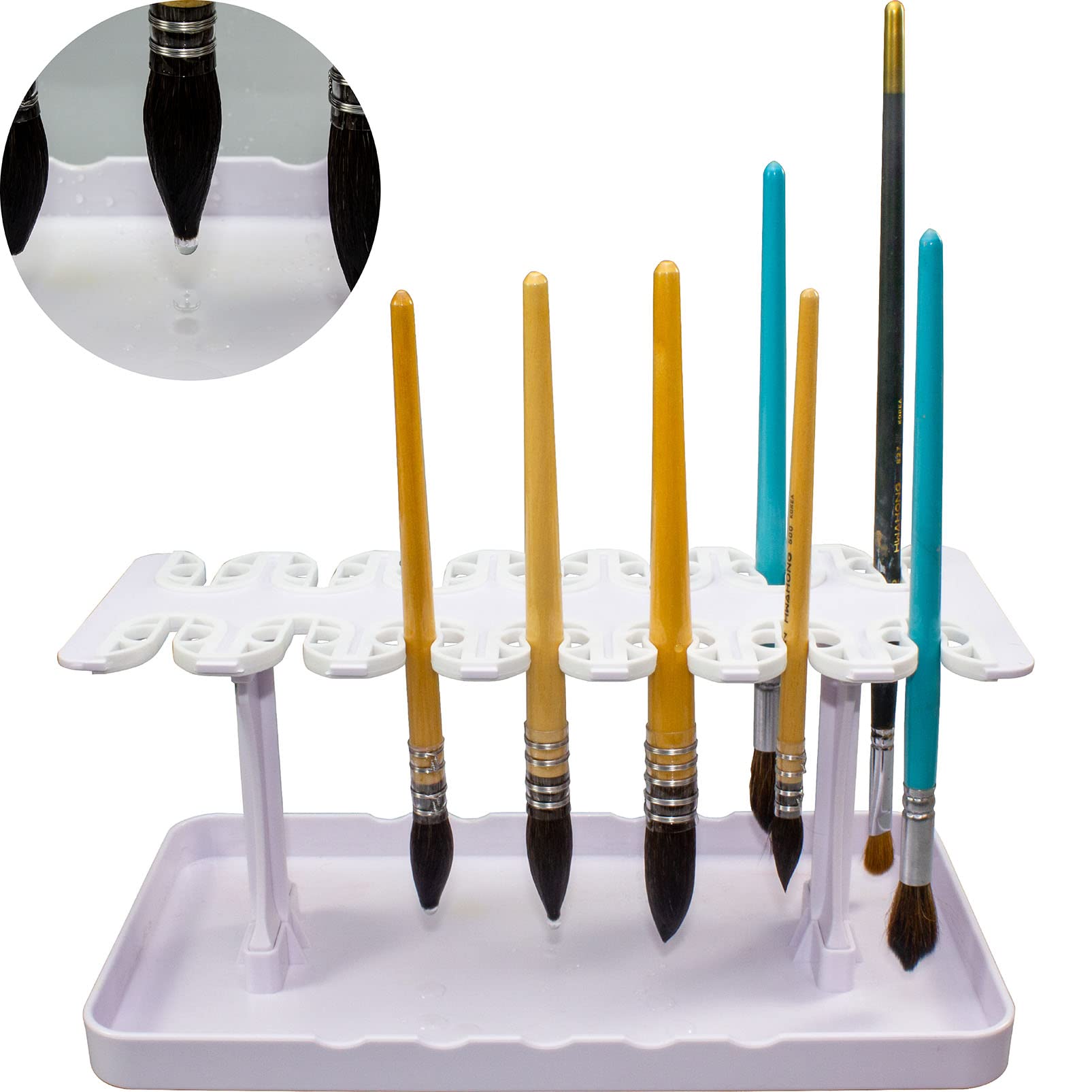  UKCOCO 1pc Eight Rows of Hole Wooden Base Paint Brush Drying  Rack Makeup Brush Dryer Stand Makeup Brush Drying Rack Artist Paint Brush  Holder Pine Wood Desktop Tools for Reparing 
