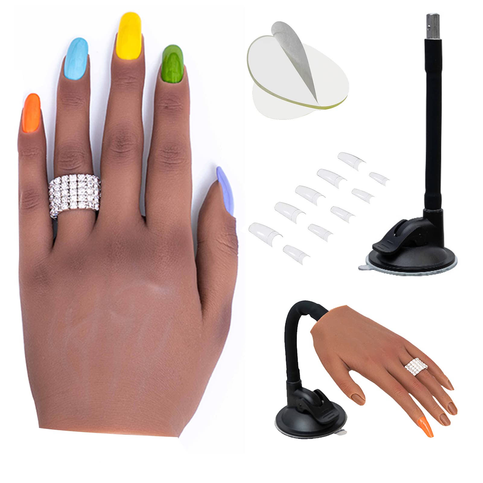 Practice Hand for Acrylic Nails, Soft Silicone Nail Hand Practice Mannequin  Hand with Stand Bracket, Realistic Fake Hand for Nail Practice, Flexible  Bendable Nail Training Hand for Nail Art
