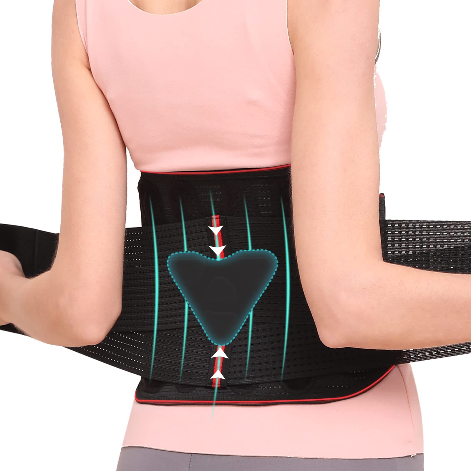 Hameisen Back Brace for Lower Back Pain Relief for Herniated Disc Sciatica  Scoliosis and more Lightweight & Breathable Mesh with Lumbar Pad Adjustable  Support Strap for Women and Men - M S / M