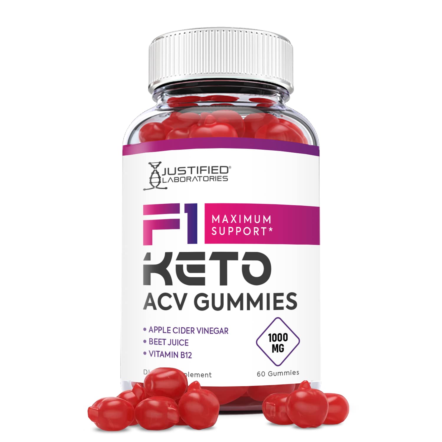 Justified Laboratories F1 Keto ACV Gummies 1000MG with Pomegranate ...