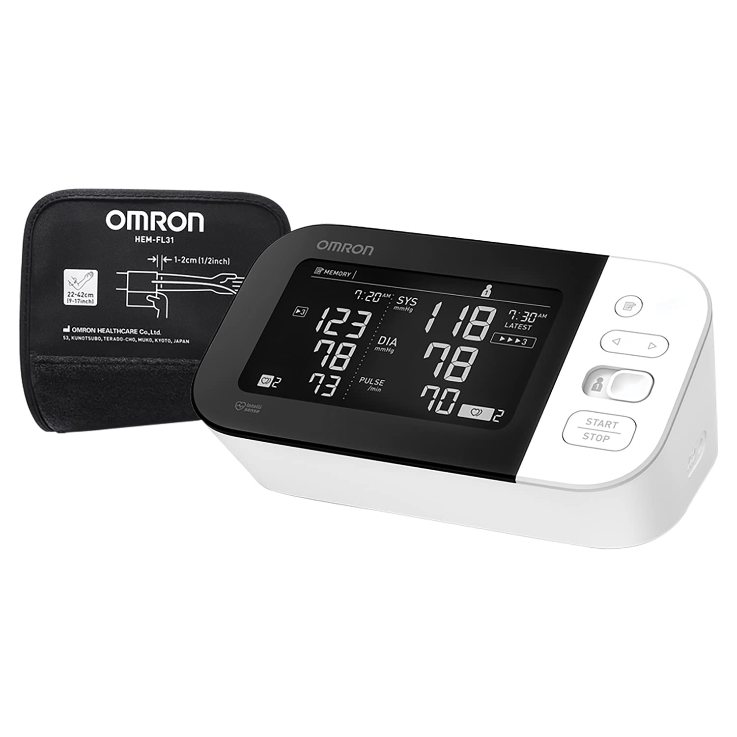 OMRON Silver Blood Pressure Monitor, Upper Arm Cuff, Digital Bluetooth  Blood Pressure Machine, Stores Up To 80 Readings