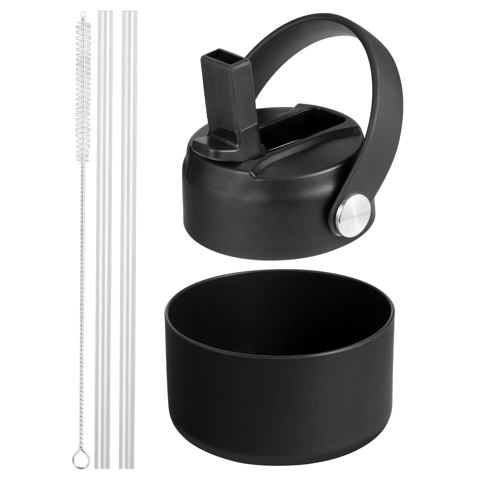 Ouharty Replacement Wide Mouth Straw Lids for Hydro Flask Lids with Straw  Compatible with HydroFlask Wide Mouth Water Bottle 20 32 40 64 oz Black &  Black