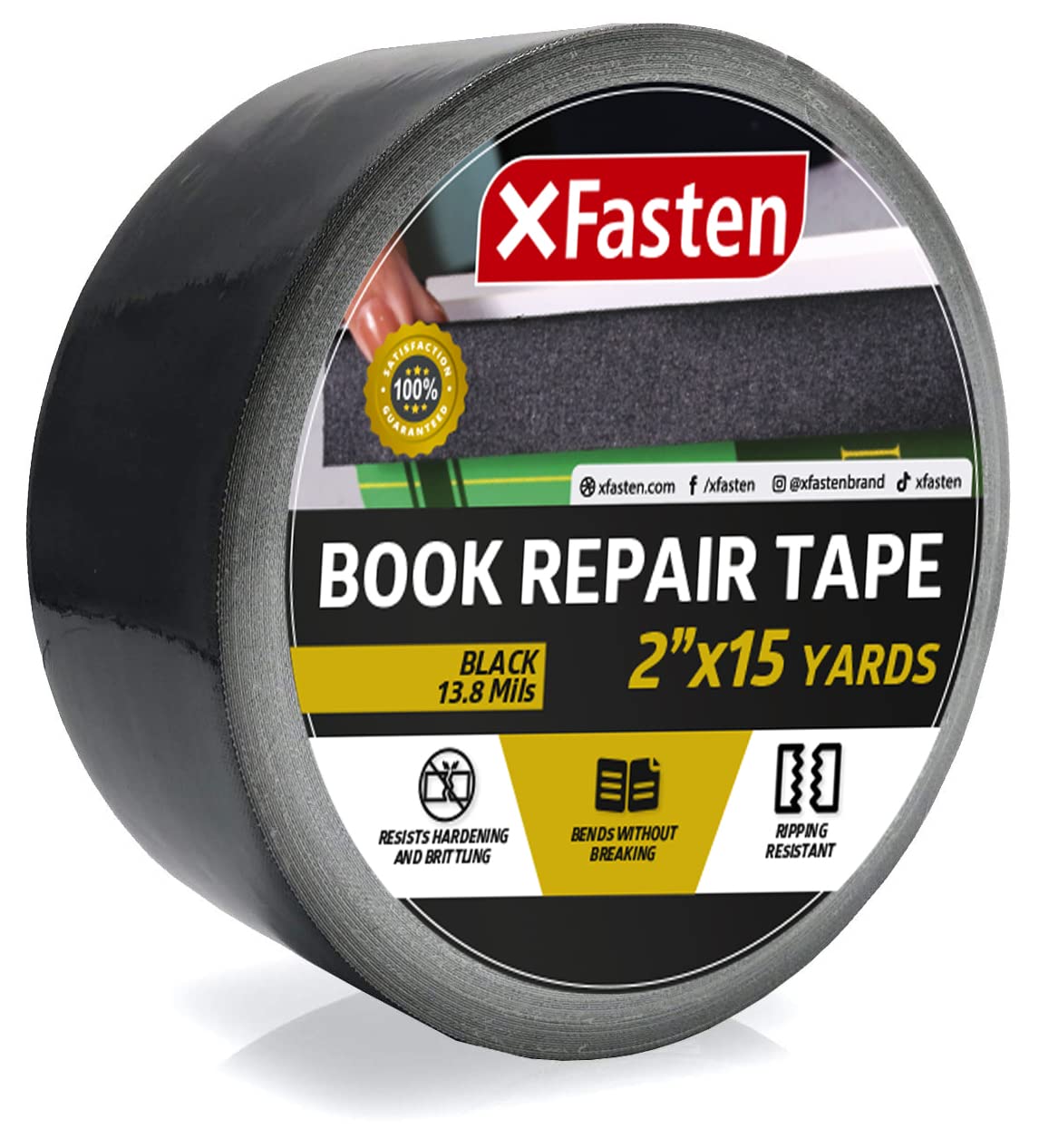 XFasten Double Sided Tape | 1.5 Inch x 15 Yards | White | 3-Pack