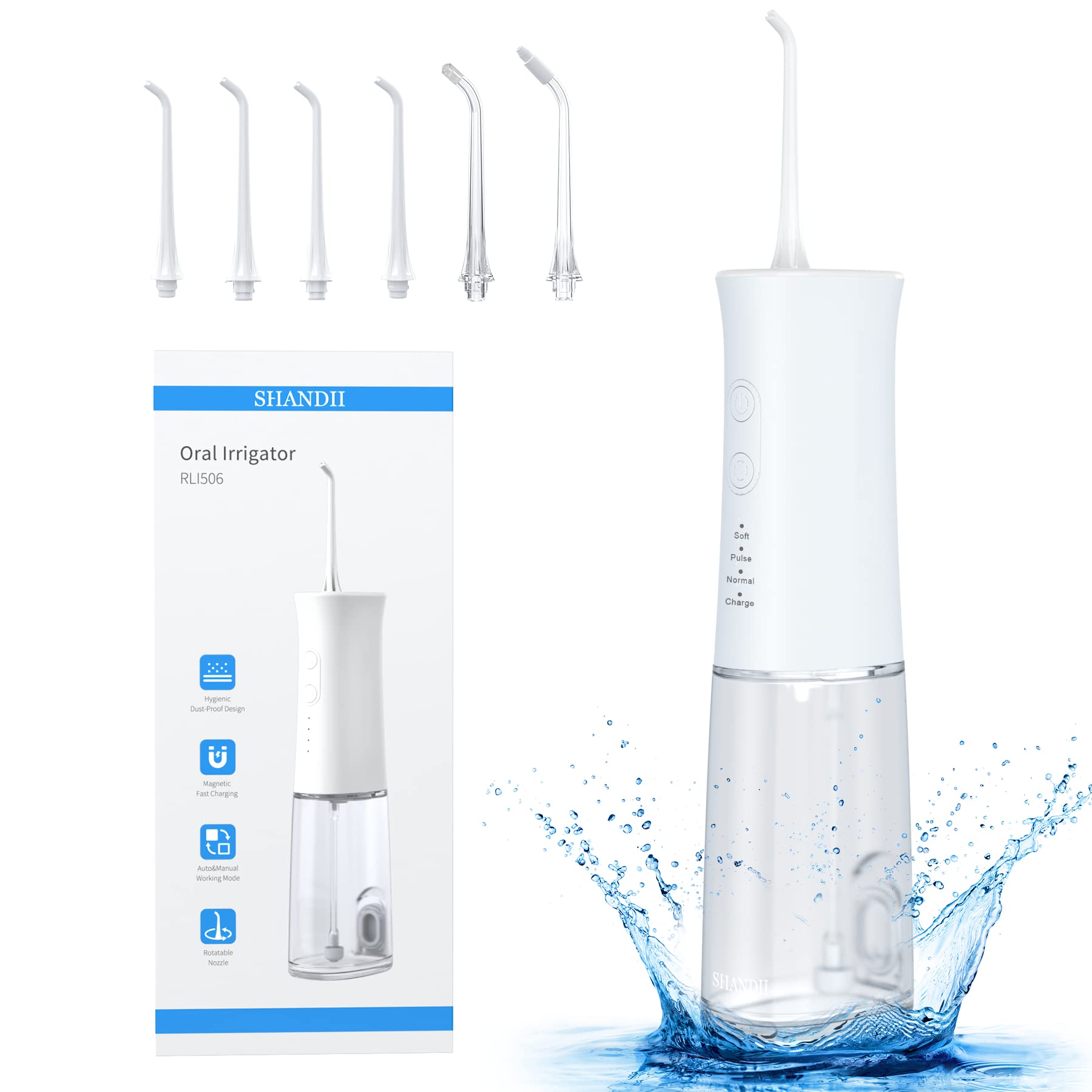 Water Flosser Cordless, SHANDII Portable Oral Irrigator for Teeth with ...