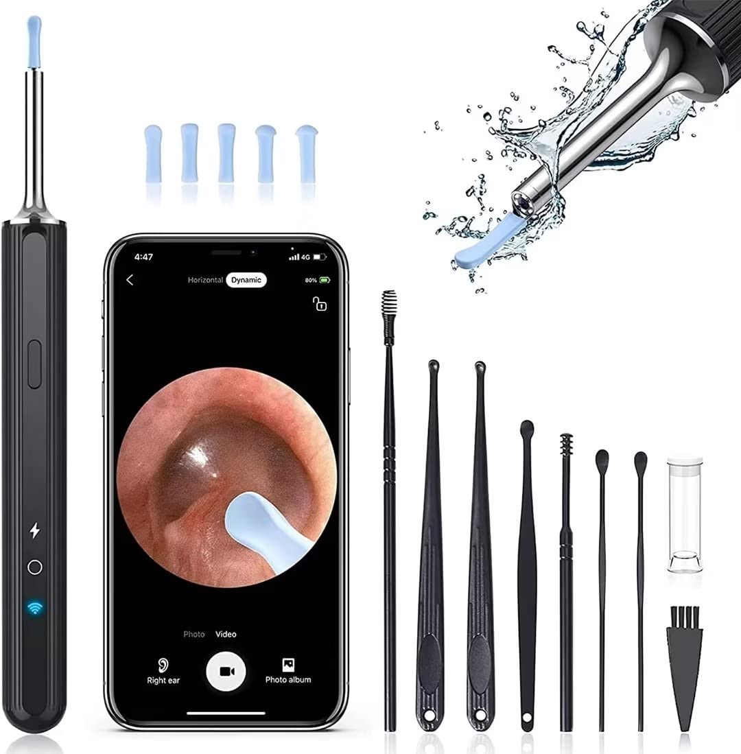 Ear Wax Removal, Ear Cleaner with Camera with 1080P, Otoscope with Light,  Ear Wax Removal Kit with 6 Ear Pick, Ear Camera for iPhone, iPad, Android