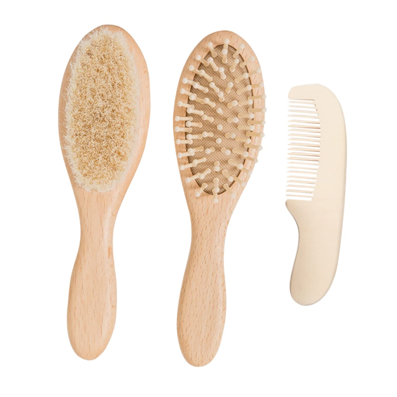 Healeved 1 Set Wood Tools Scalp Massager Brush Toddler Suit Wood Bristles  Baby Brush for Massage