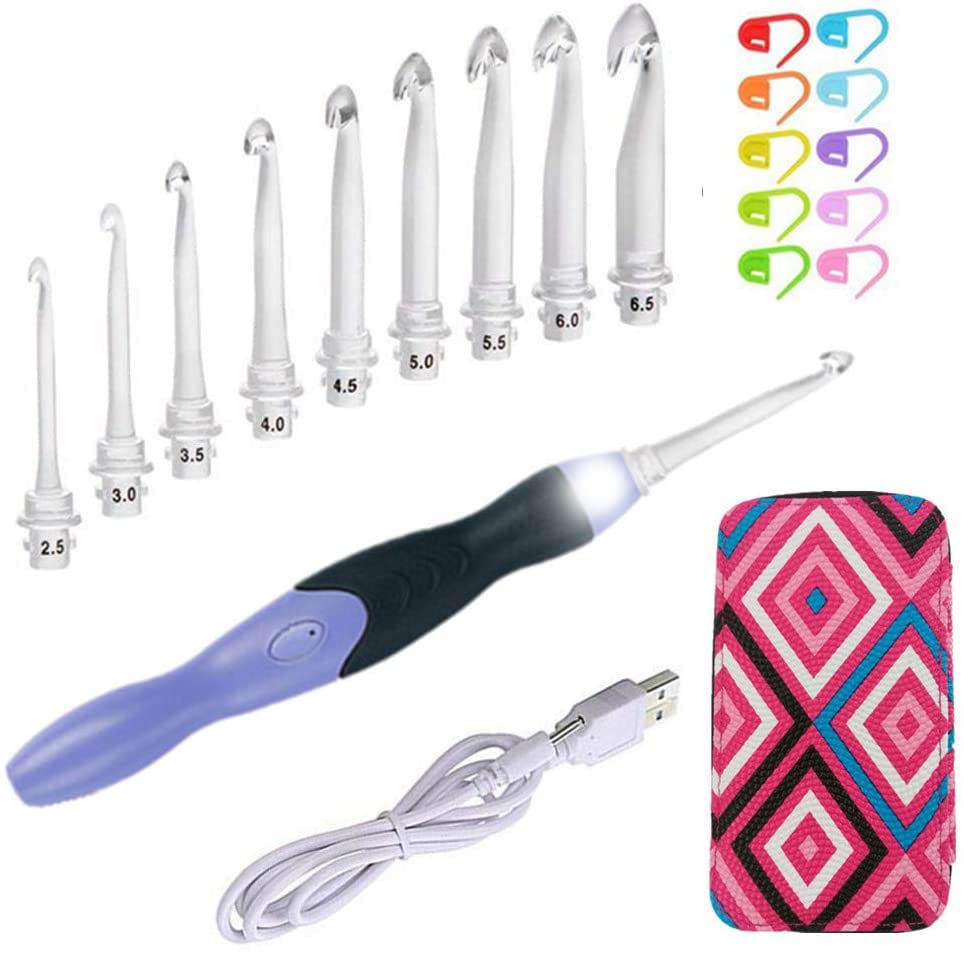 Lighted Crochet Hooks Set- Rechargeable Crochet Hook with Latest