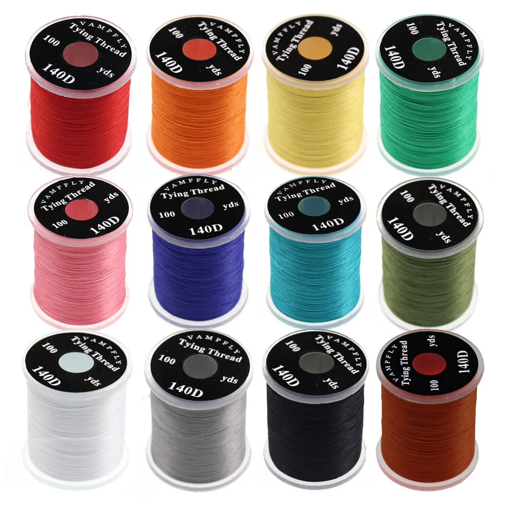 HERCULES 140D Fly Tying Thread 12 Colors Non Waxed Fly Tying Wires  Materials Kits Fly Tying