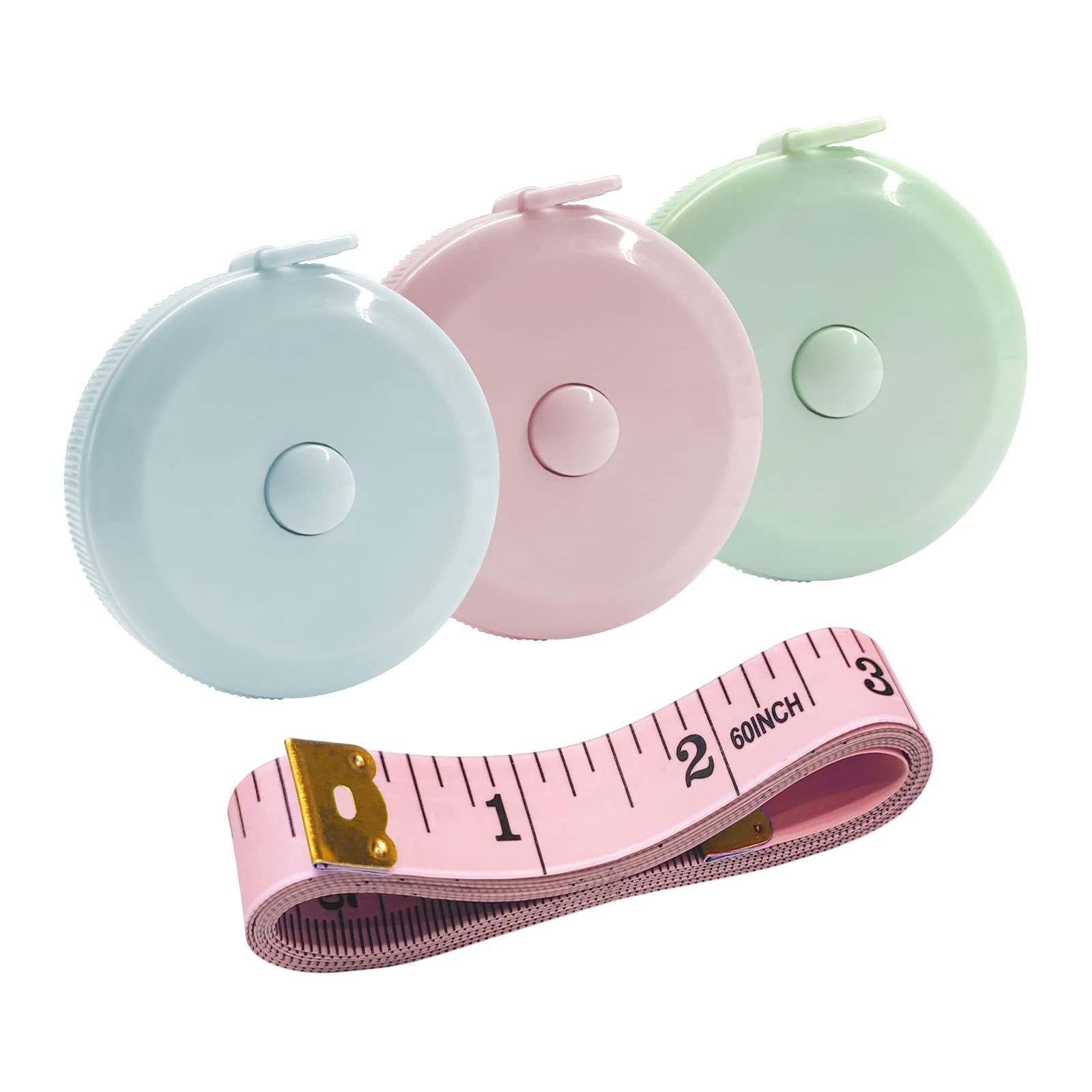 3 PACK: Retractable Medical Body Tape Measure White, Teal, and